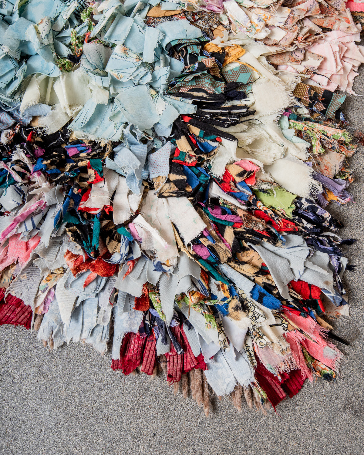 Modern designer vintage handcrafted Berber rug from Morocco. Boucherouite runner rug with beautiful colors and patterns.