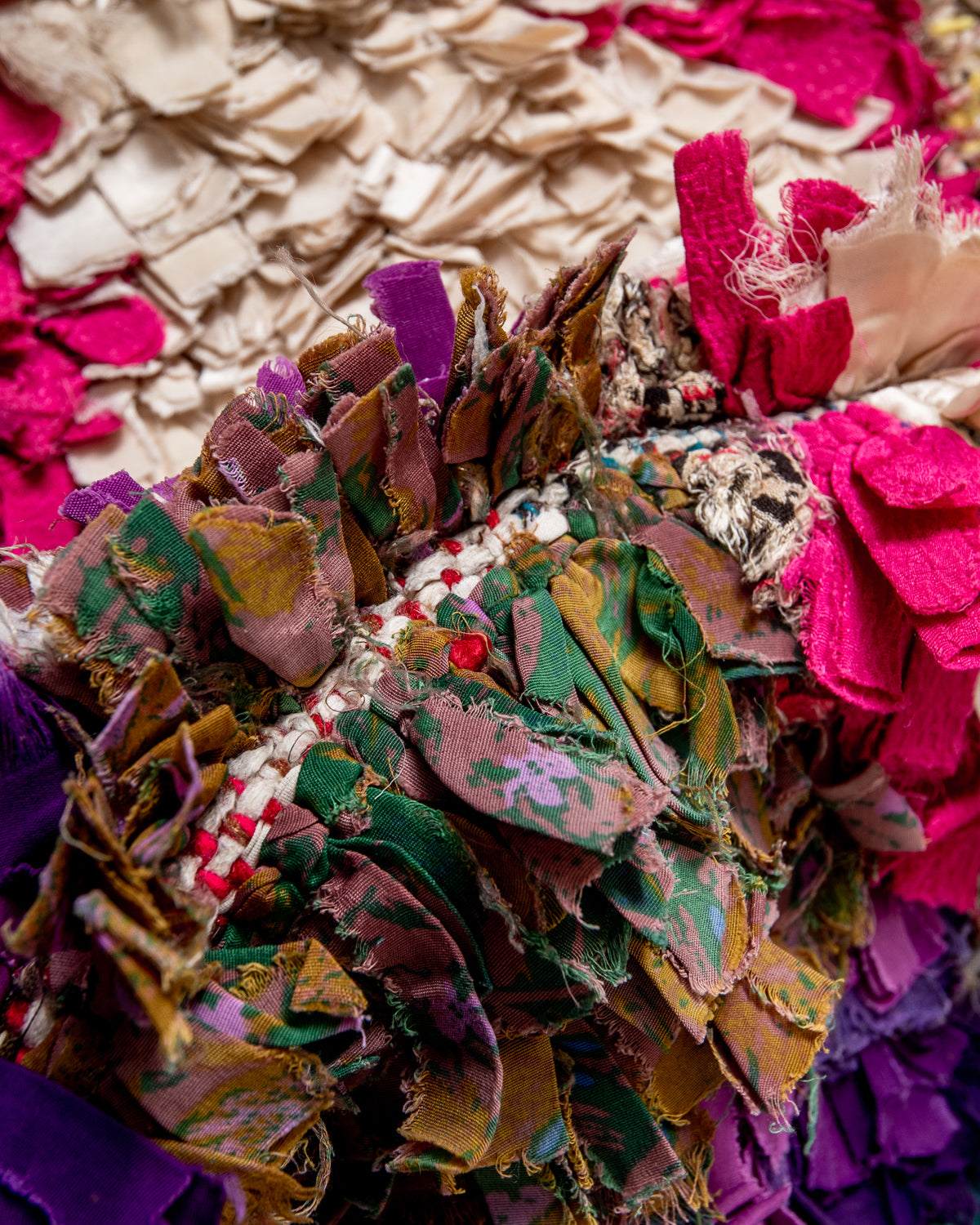 Modern designer vintage handcrafted Berber rug from Morocco. Boucherouite runner rug with beautiful colors and patterns.