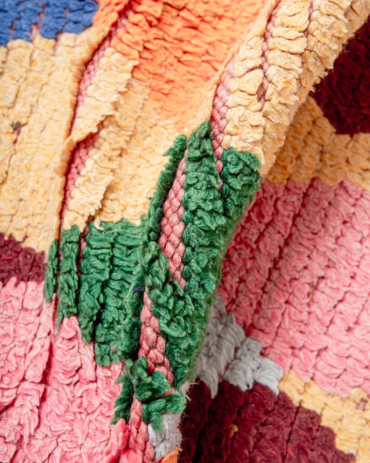 Modern, designer, handcrafted Berber runner rug from Morocco. Vintage carpet with beautiful colours and patterns and fluffy texture.