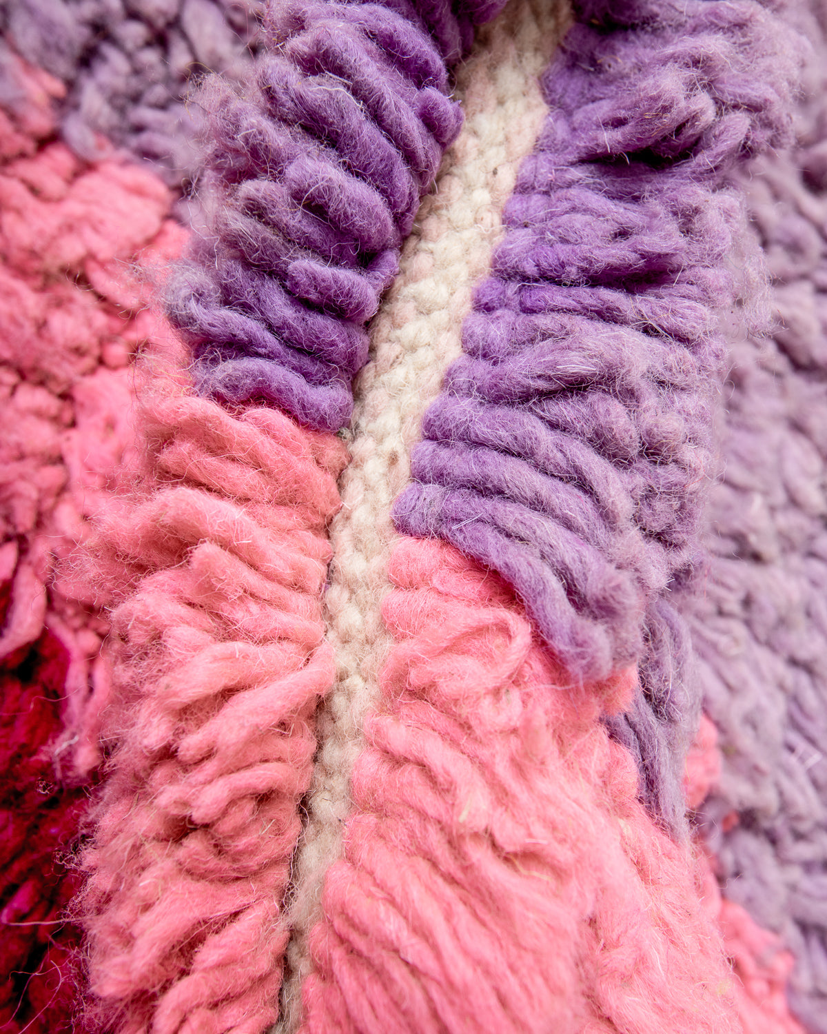 Modern, designer, handcrafted Berber rug from Morocco. Vintage carpet with beautiful colours and patterns and fluffy texture.