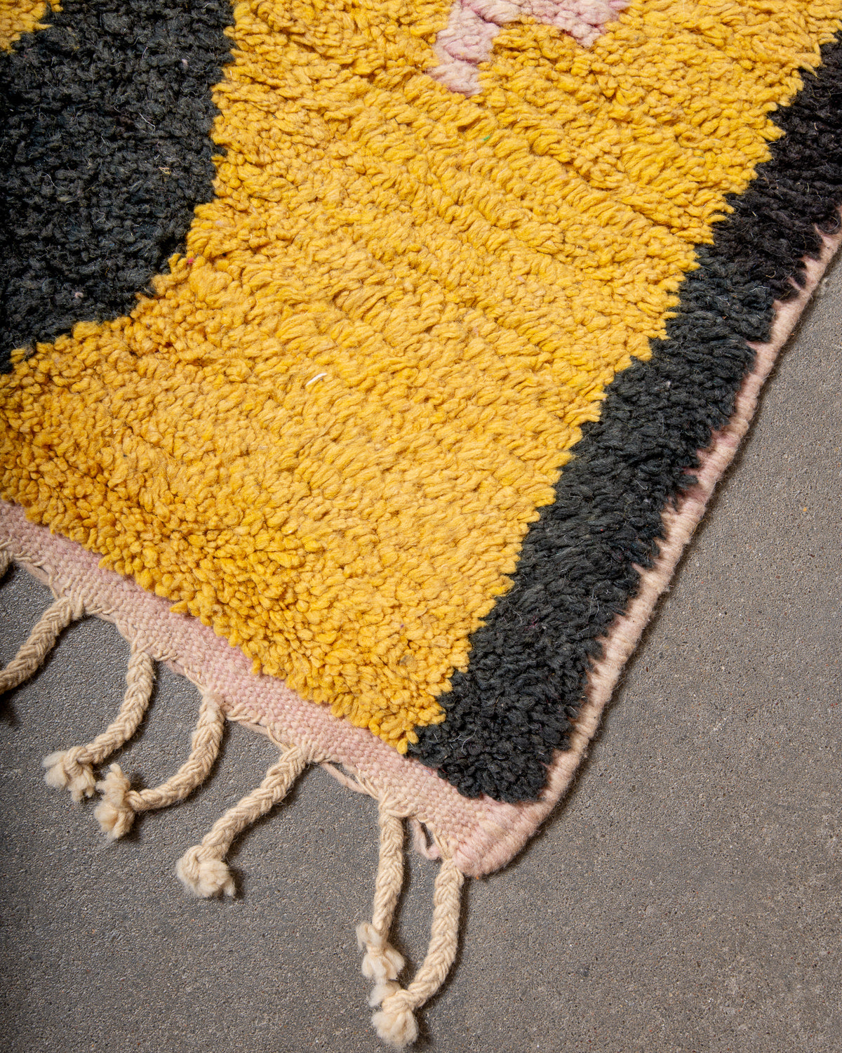 Modern, designer, handcrafted Berber runner rug from Morocco. Vintage carpet with beautiful colours and patterns and fluffy texture.