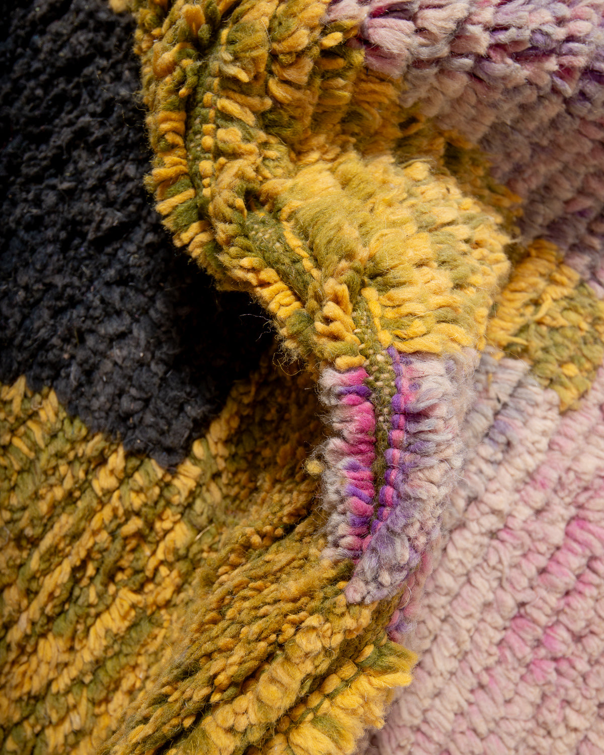 Modern, designer, handcrafted Berber runner rug from Morocco. Vintage carpet with beautiful colours and patterns and fluffy texture.