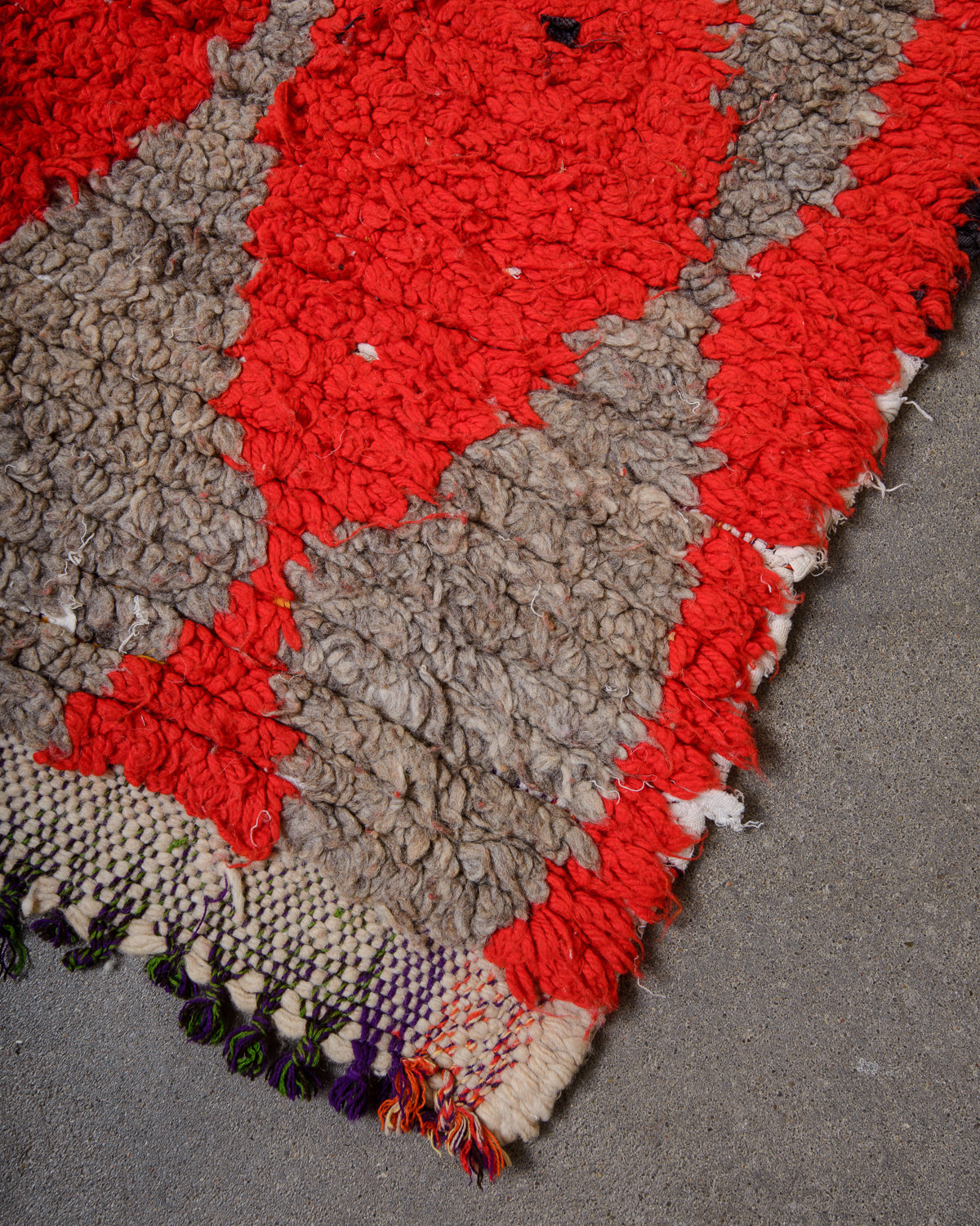 Modern, designer, handcrafted Berber runner rug from Morocco. Vintage carpet with beautiful colours and patterns and fluffy texture.