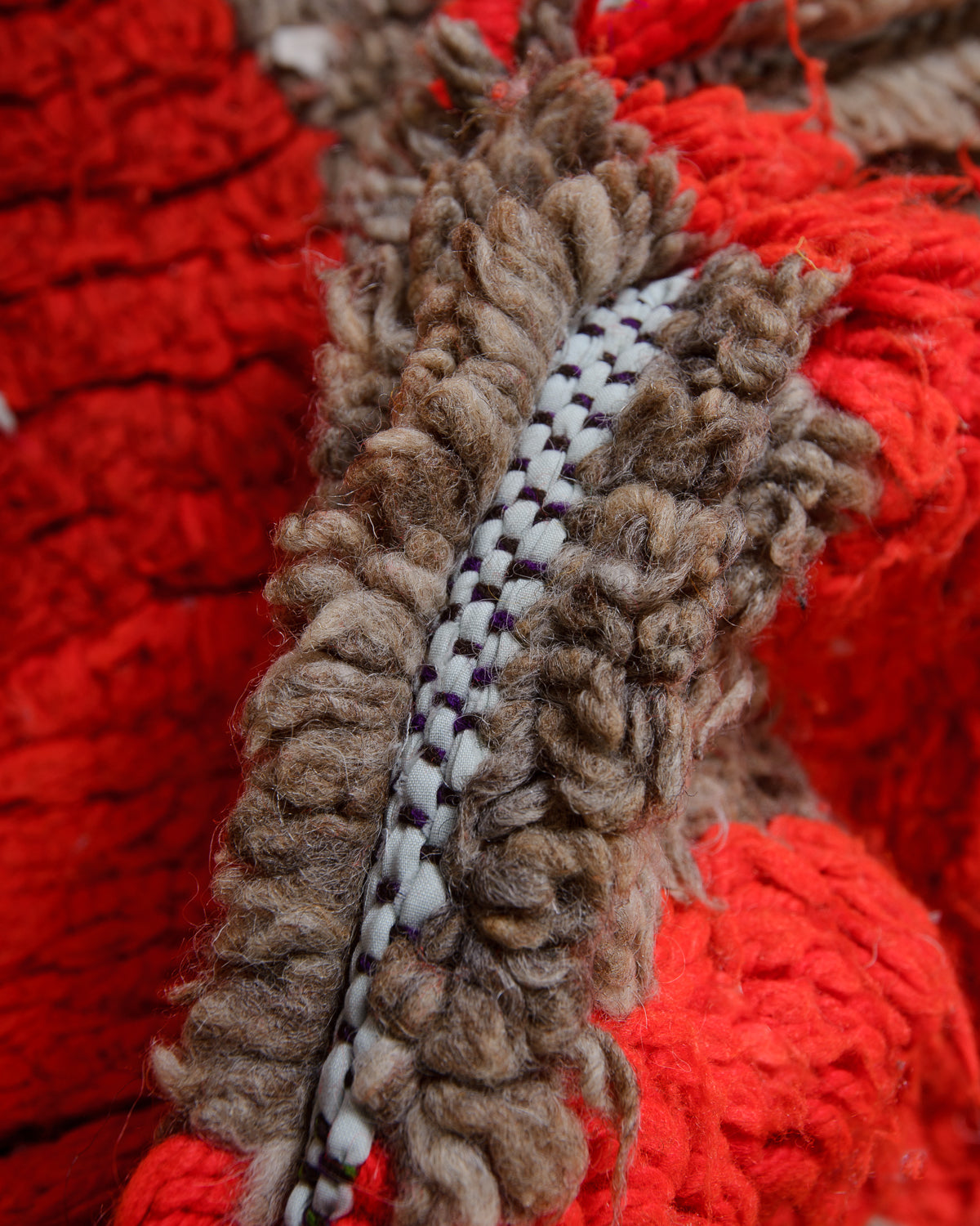 Modern, designer, handcrafted Berber runner rug from Morocco. Vintage carpet with beautiful colours and patterns and fluffy texture.