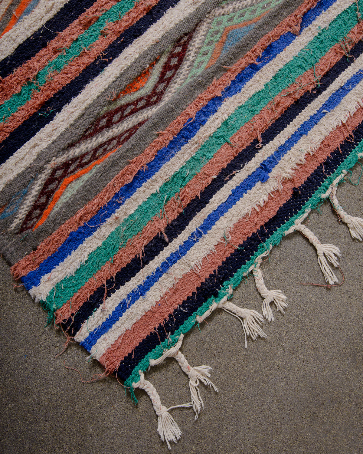 Modern designer handcrafted Berber rug from Morocco. Vintage Kelim with beautiful colours and patterns.