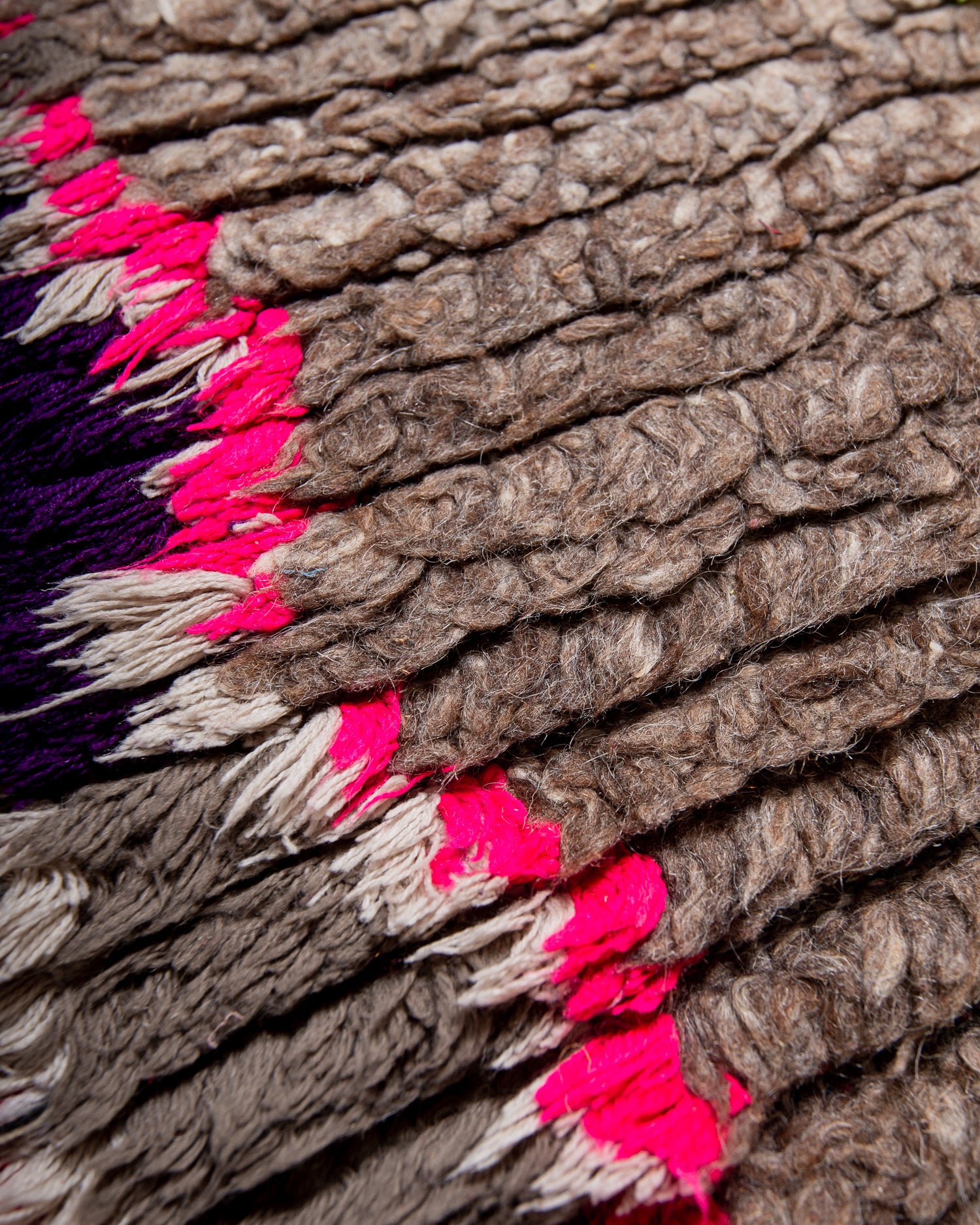 Modern, designer, handcrafted Berber runner rug from Morocco. Vintage carpet with beautiful colours and patterns and fluffy texture.