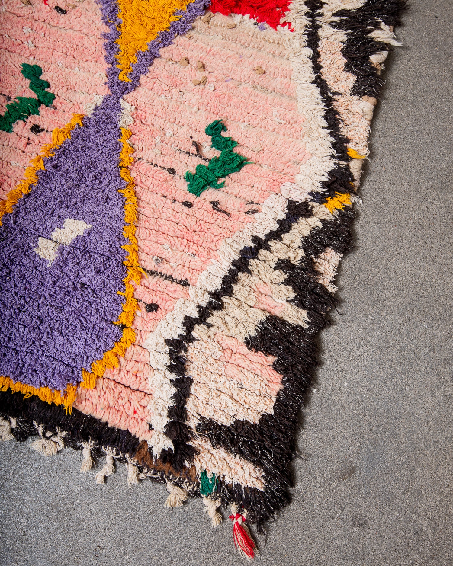 Modern, designer, handcrafted Berber runner rug from Morocco. Vintage carpet with beautiful colours and patterns and fluffy texture.