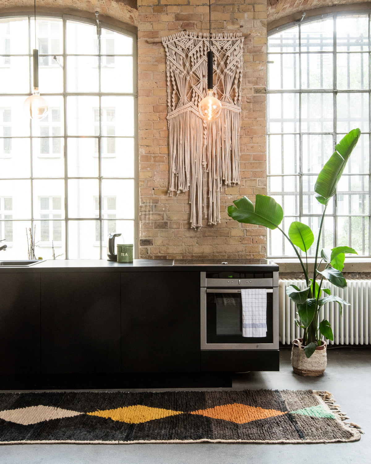 Modern, designer, handcrafted Berber runner rug from Morocco. Vintage carpet with beautiful colours and patterns and fluffy texture.