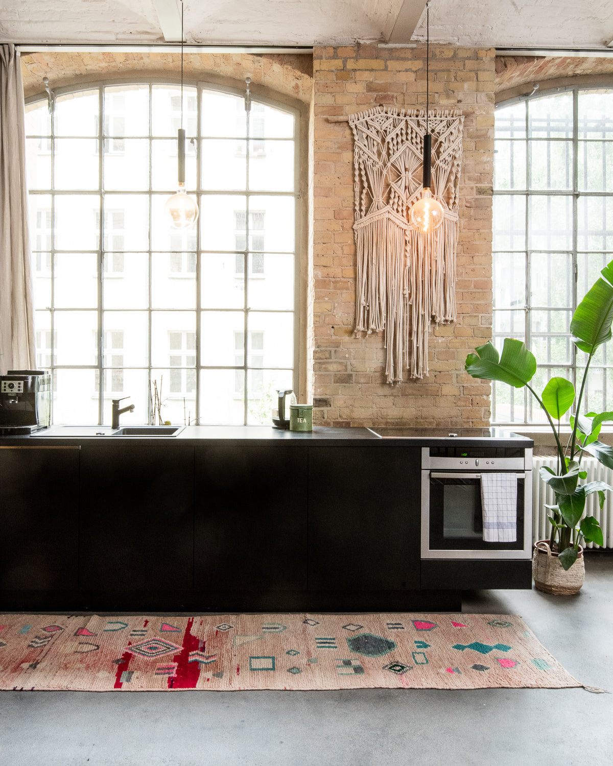 Modern, designer, handcrafted Berber runner rug from Morocco. Vintage carpet with beautiful colours and patterns and fluffy texture.