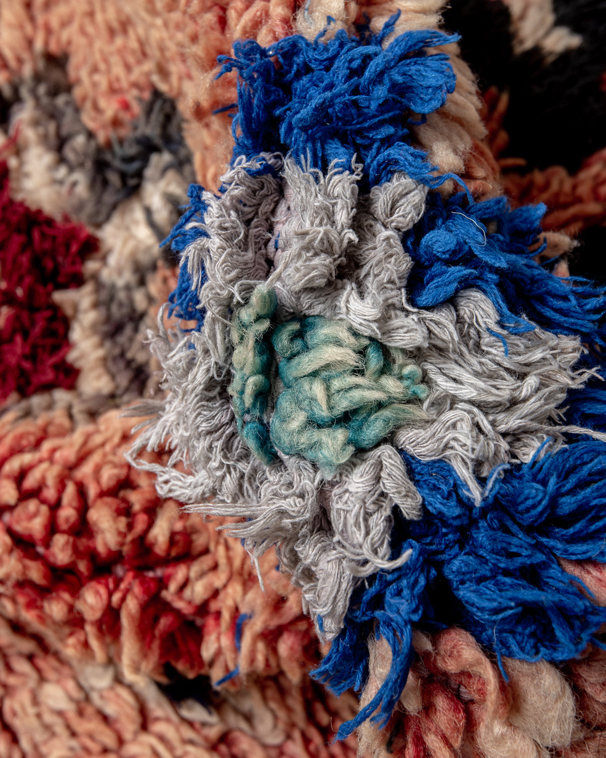 Modern, designer, handcrafted Berber runner rug from Morocco. Vintage carpet with beautiful colours and patterns and fluffy texture.