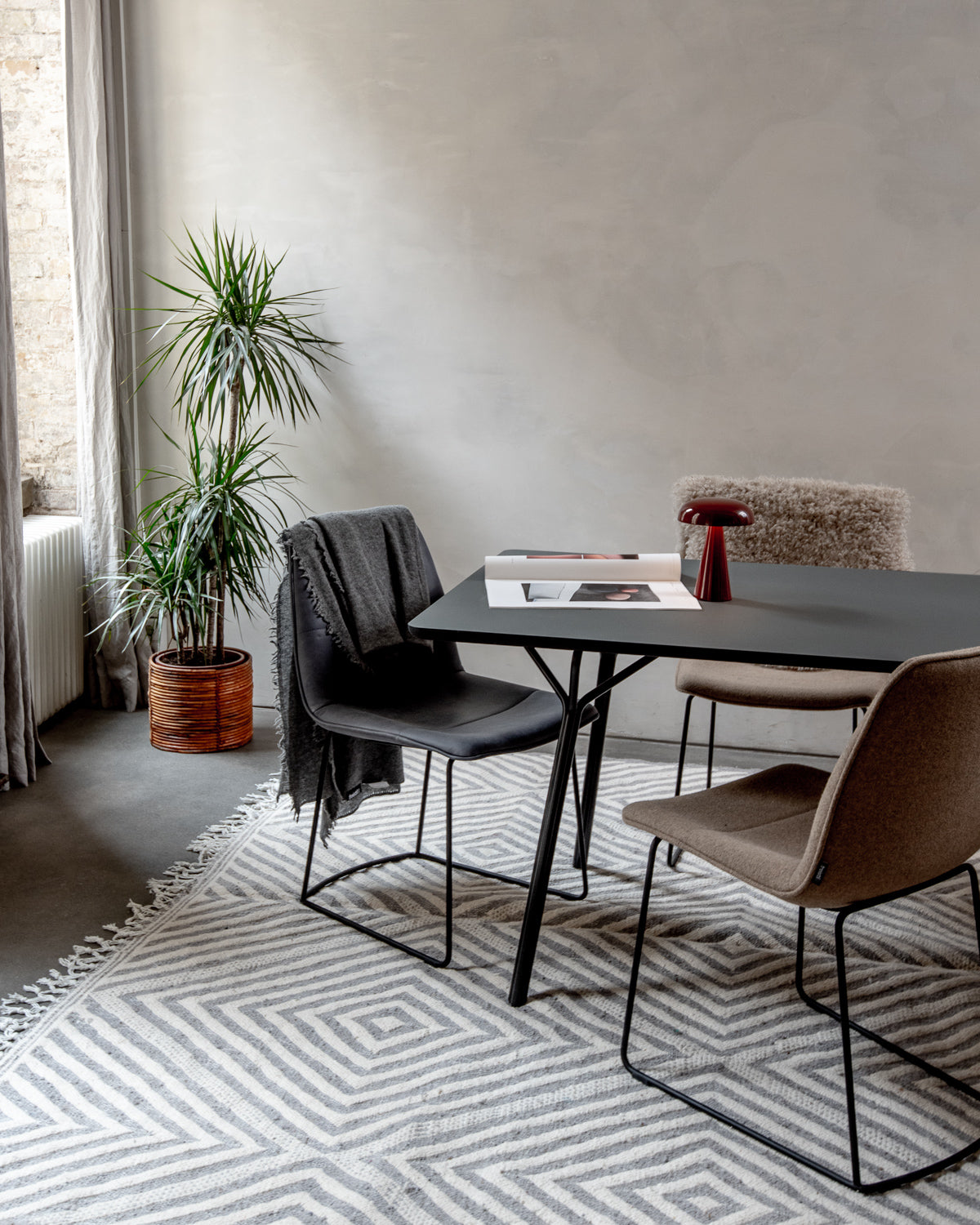 Modern, designer, handcrafted Berber rug from Morocco. Kelim carpet with beautiful designs and robust flat weave. 100% wool.