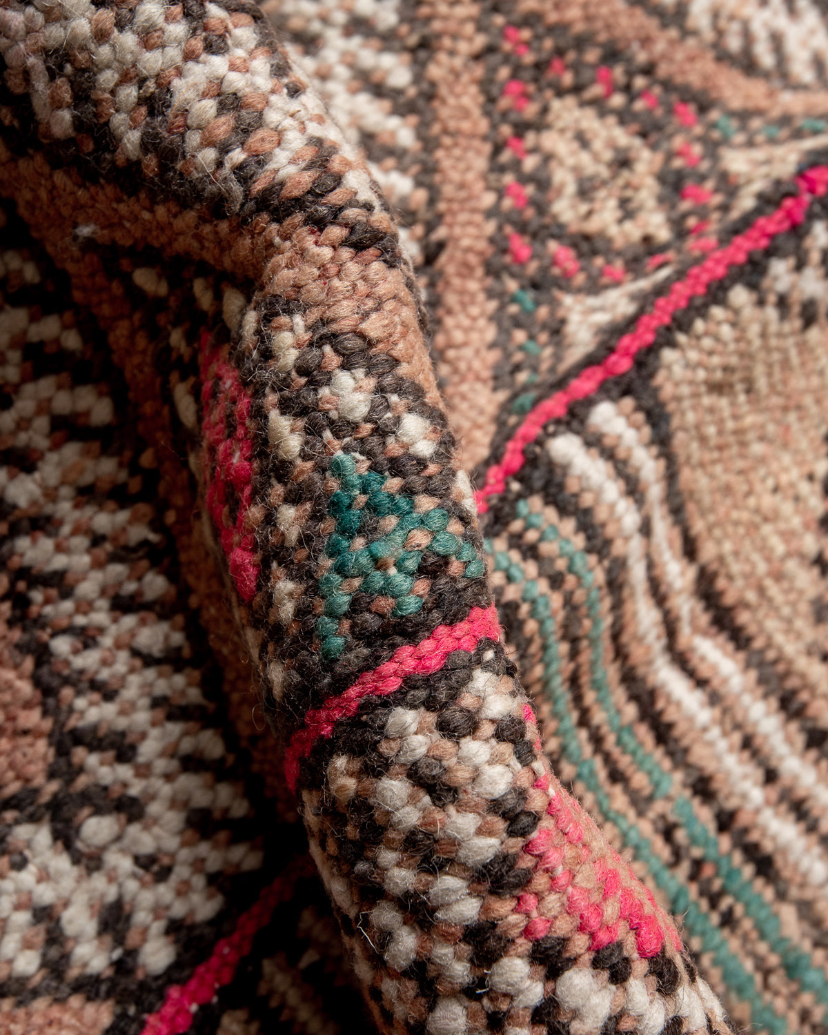 Modern, designer, handcrafted Berber rug from Morocco. Vintage Kelim carpet with beautiful designs and robust flat weave out of wool.