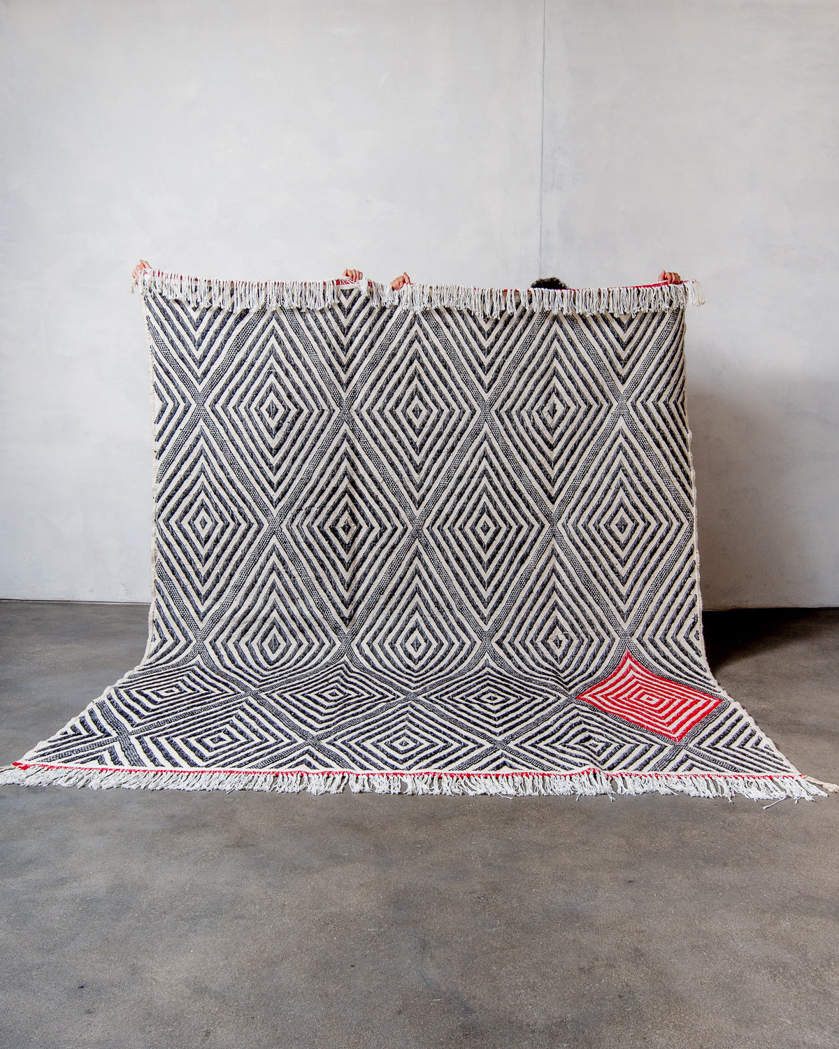 Modern, designer, handcrafted Berber rug from Morocco. Vintage Kelim carpet with beautiful designs and robust flat weave out of wool.