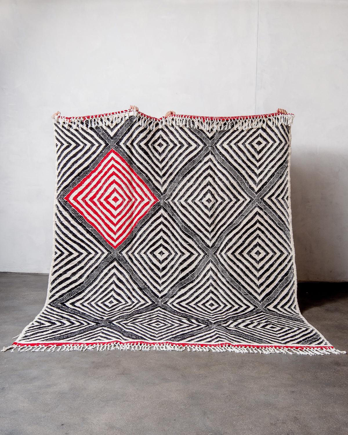 Modern, designer, handcrafted Berber rug from Morocco. Vintage Kelim carpet with beautiful designs and robust flat weave out of wool.