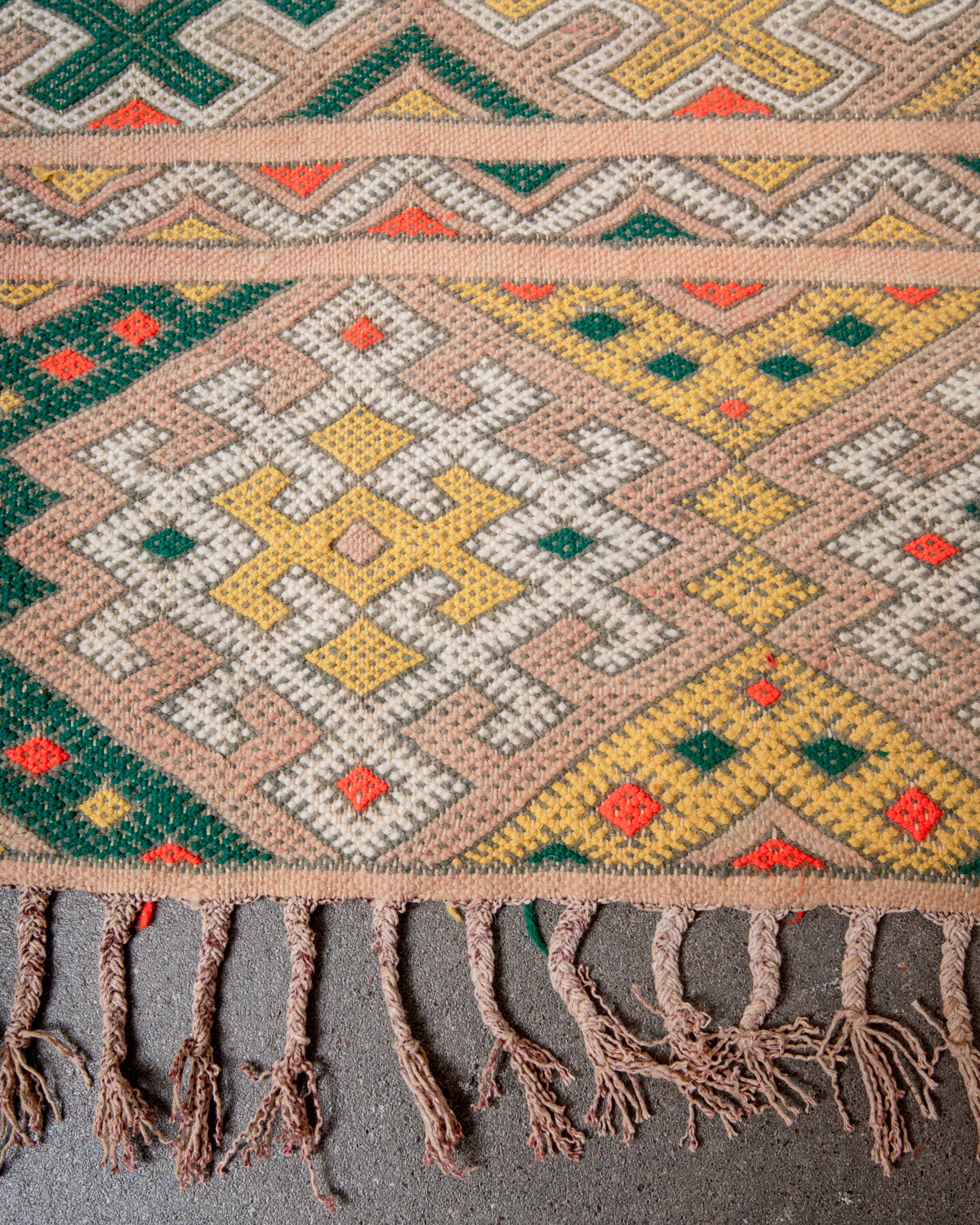 Modern, designer, handcrafted Berber rug from Morocco. Vintage Kelim carpet with beautiful designs and robust flat weave out of wool.