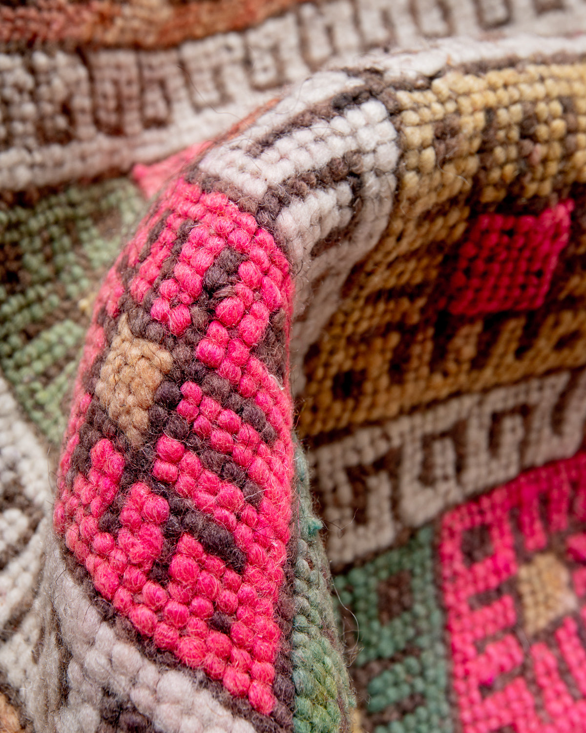 Modern, designer, handcrafted Berber rug from Morocco. Vintage Kelim carpet with beautiful designs and robust flat weave out of wool.