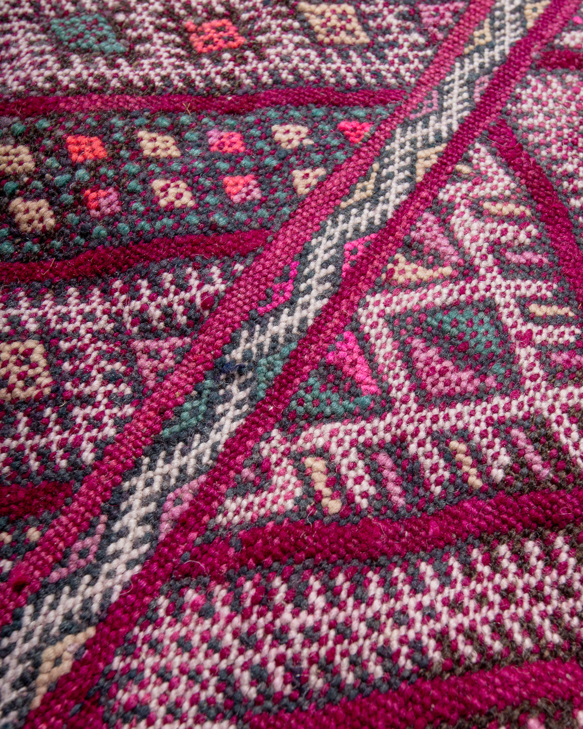 Modern, designer, handcrafted Berber rug from Morocco. Vintage Kelim carpet with beautiful designs and robust flat weave out of wool.