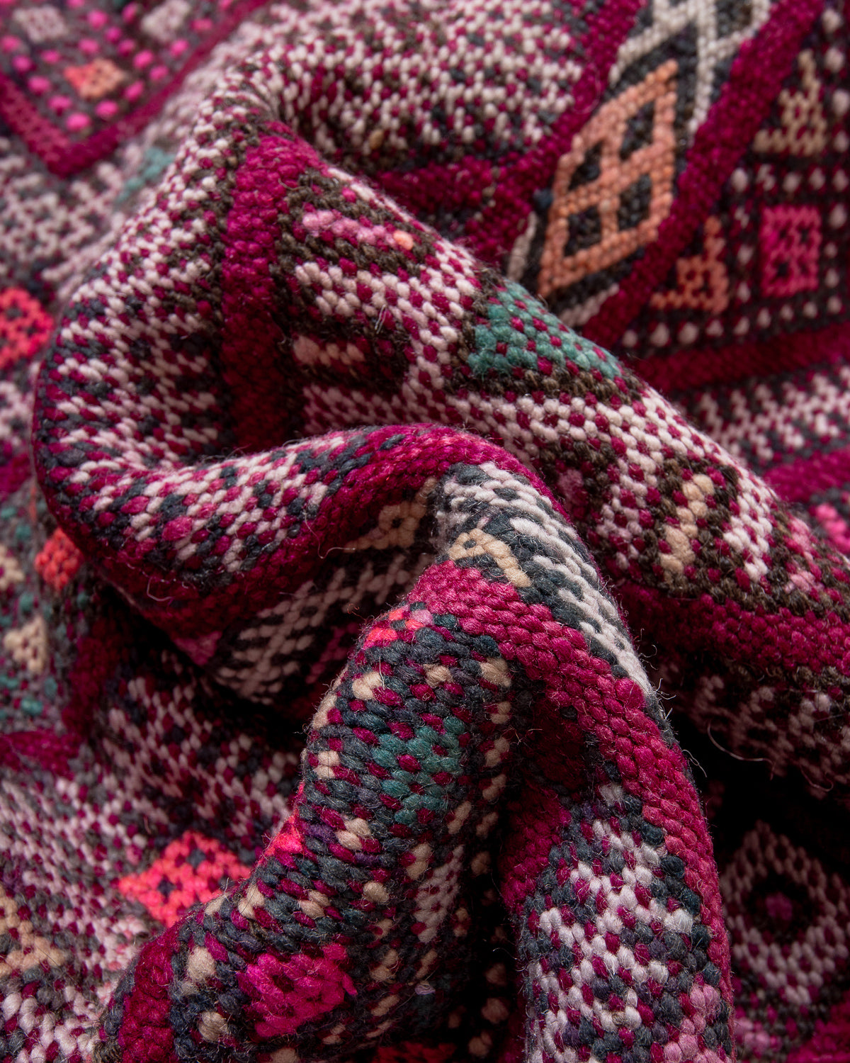 Modern, designer, handcrafted Berber rug from Morocco. Vintage Kelim carpet with beautiful designs and robust flat weave out of wool.