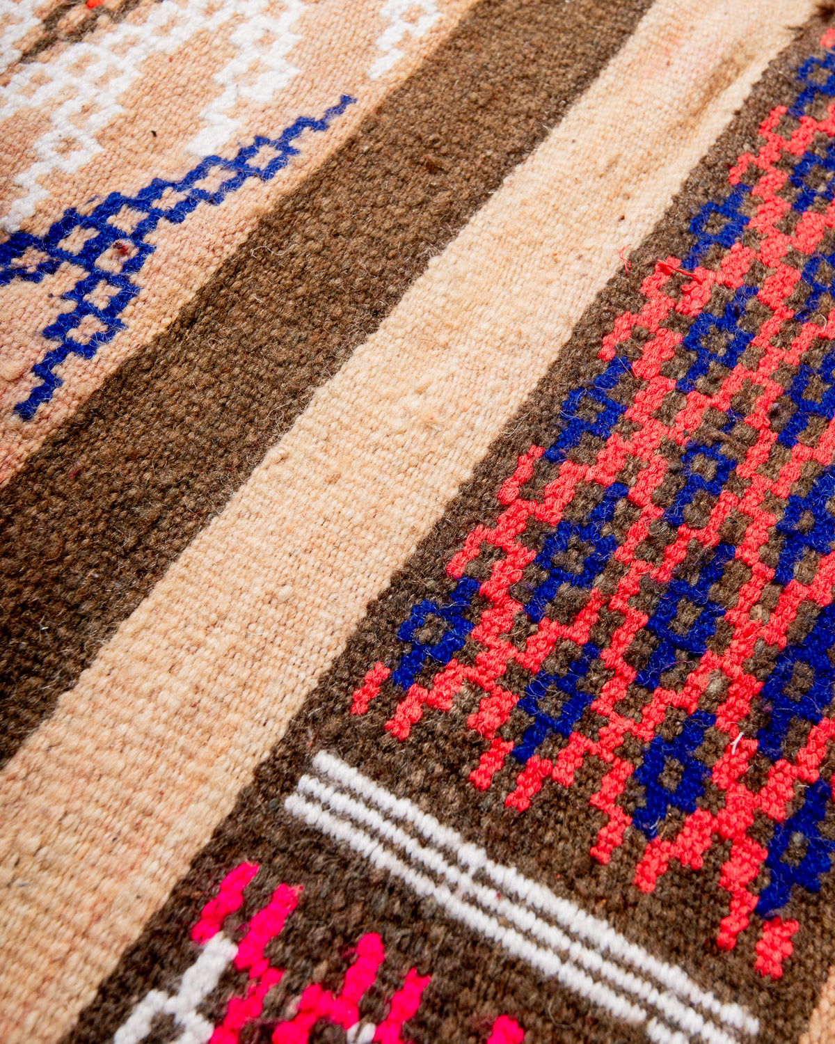 Modern, designer, handcrafted Berber rug from Morocco. Vintage Kelim carpet with beautiful designs and robust flat weave out of wool.