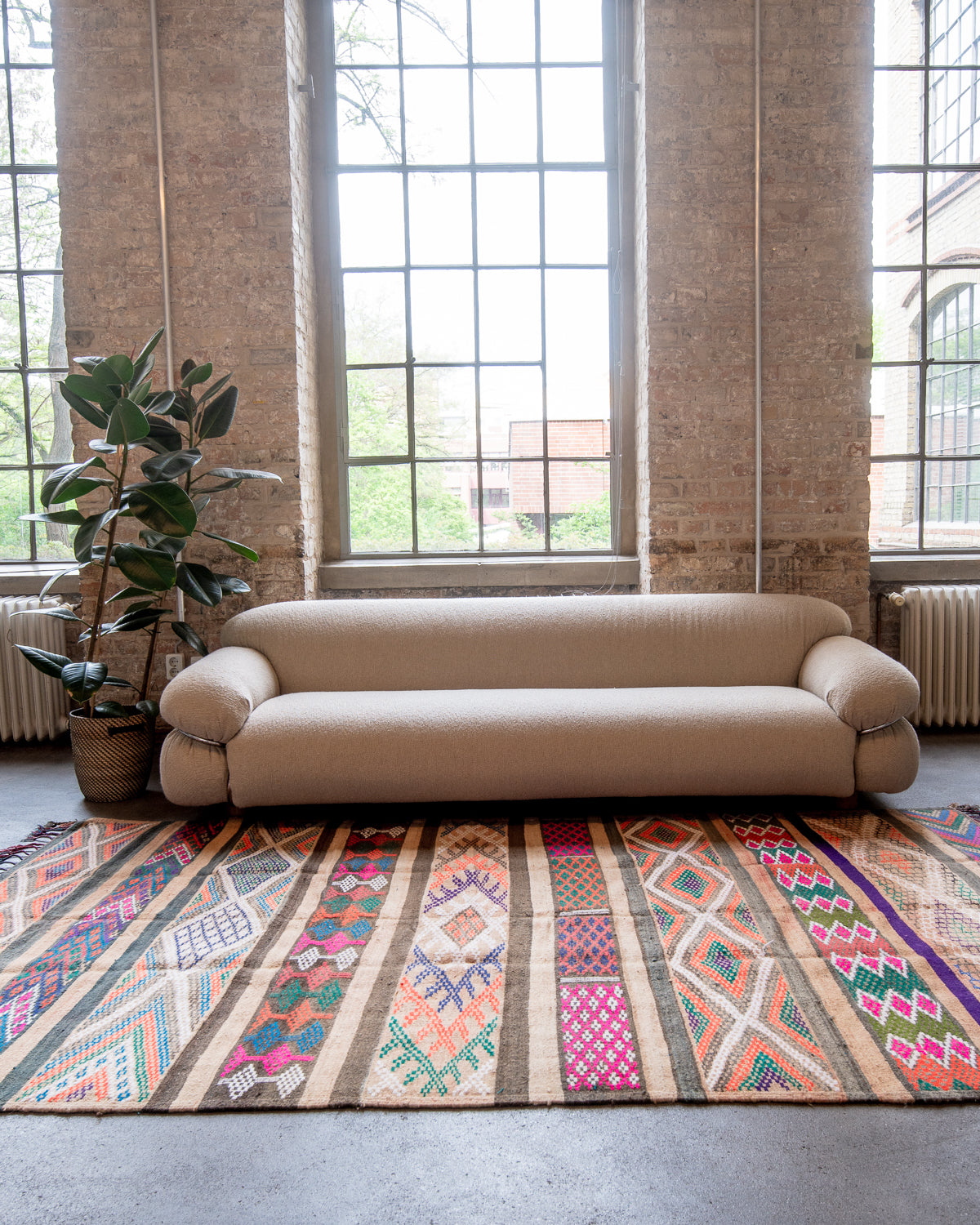 Modern, designer, handcrafted Berber rug from Morocco. Vintage Kelim carpet with beautiful designs and robust flat weave out of wool.