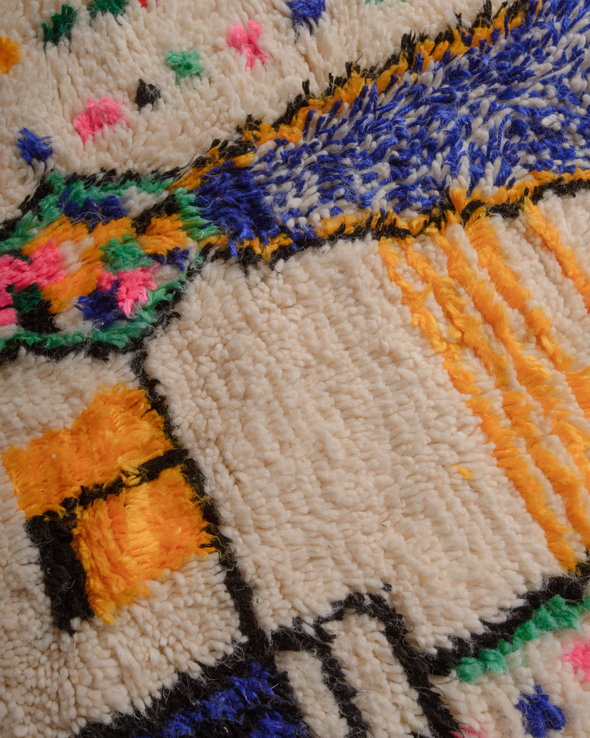Close up texture of azilal rug surface.