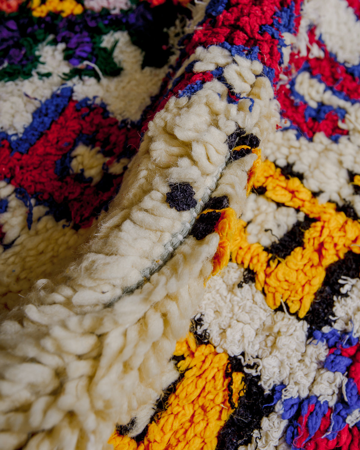 Close up of wool and cotton rug.