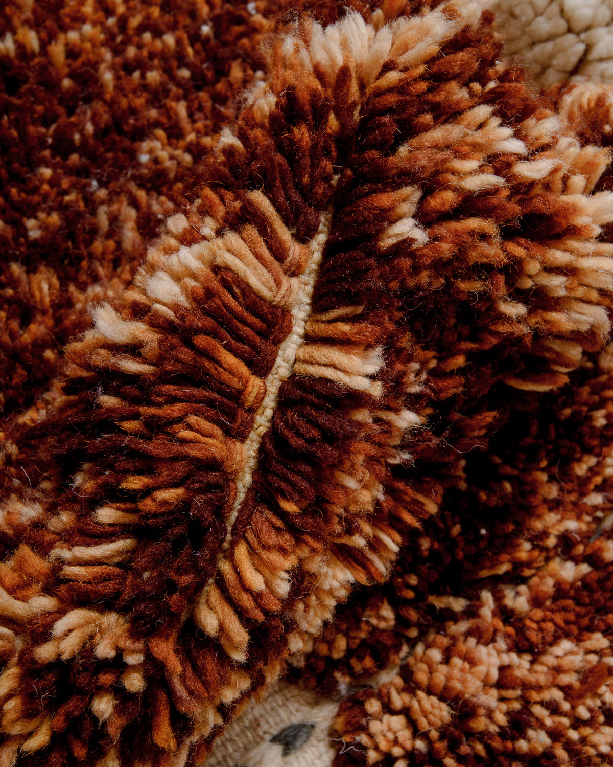 Close up showing density of knotted wool. 