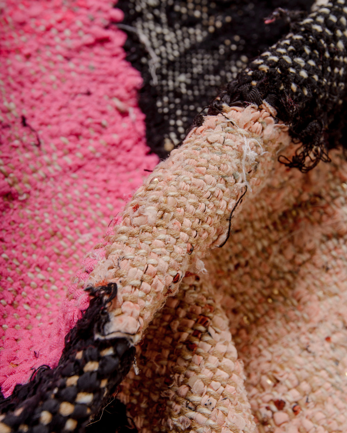 Texture of Kelim rug made of recycled cloth and cotton. 