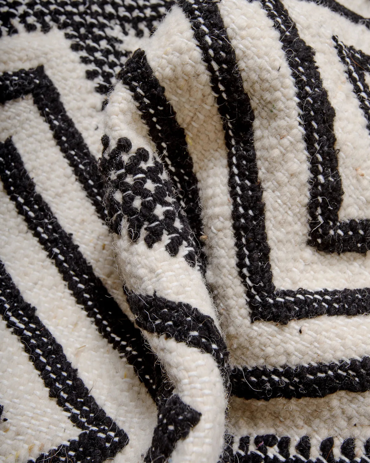 Detail of flat-woven wool of a kelim rug.