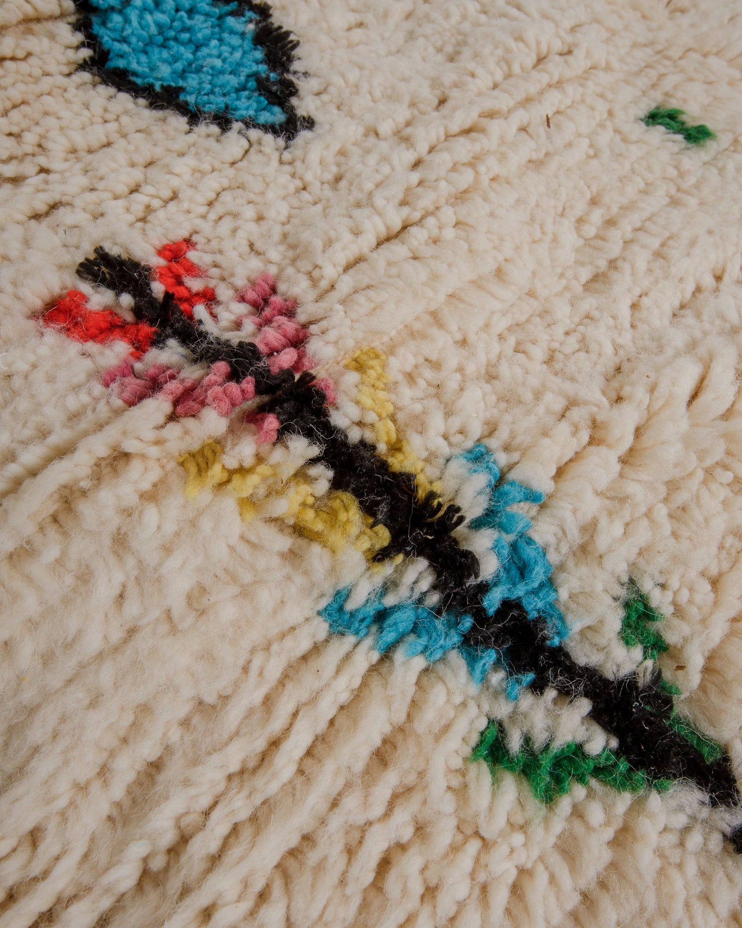 Close up of surface of wool azilal rug.