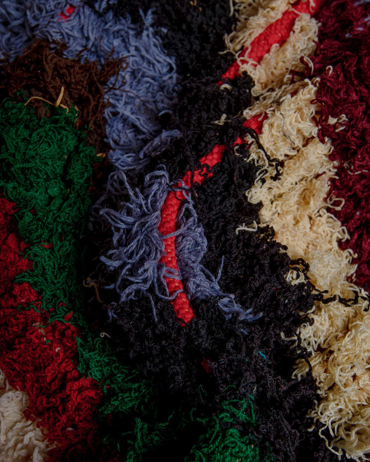 Close up of texture of Boucherouite rug.