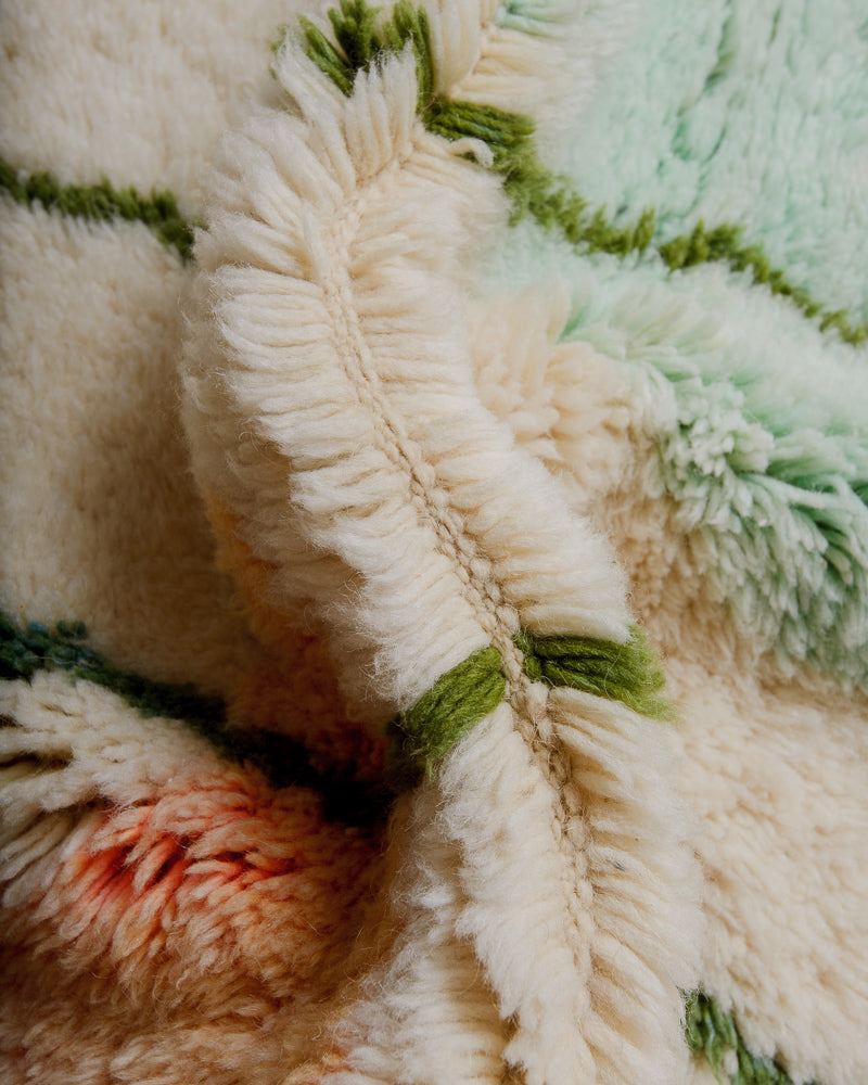 Close up of fluffy Berberlin Finest rug with a thick pile.