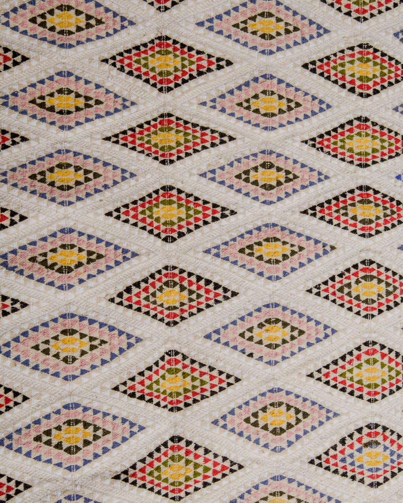 Close up of surface of kelim rug.