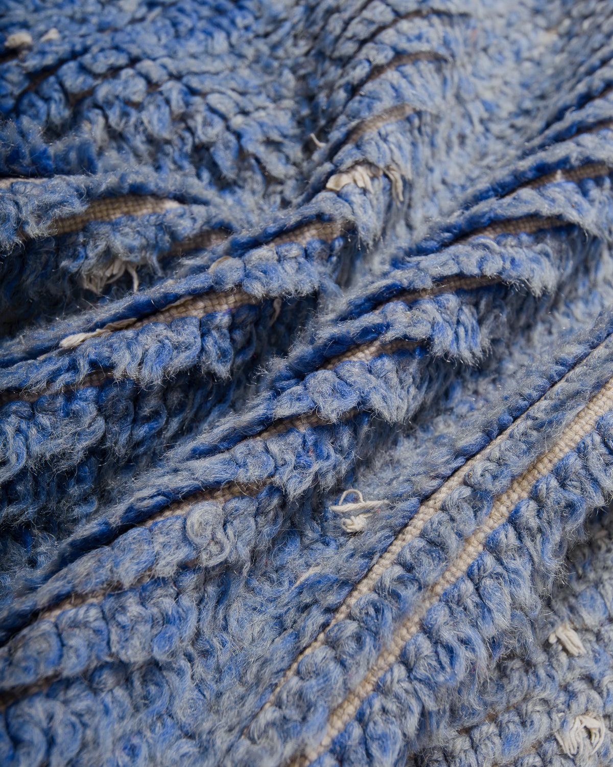 Close-up of blue textured wool 