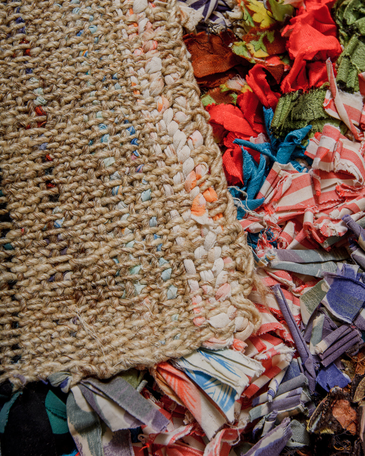 Back of boucherouite rug showing it's Jute backing.