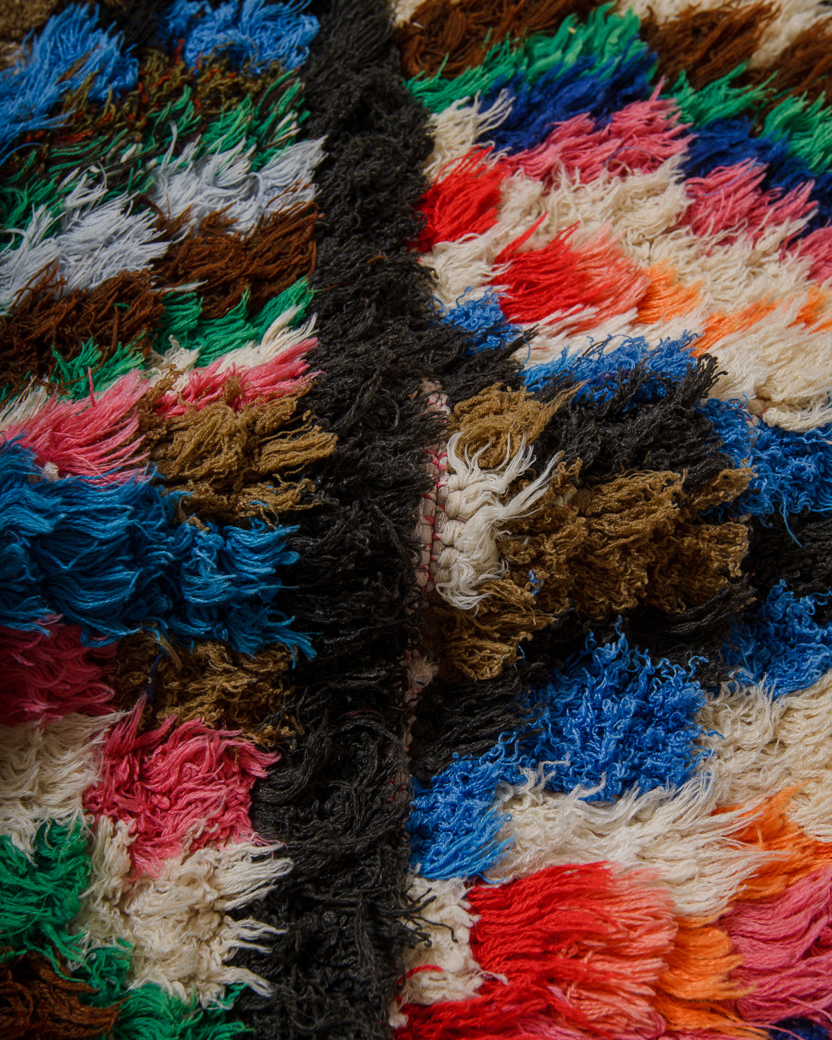 Close-up of a colorful textured fabric with multicolor pattern