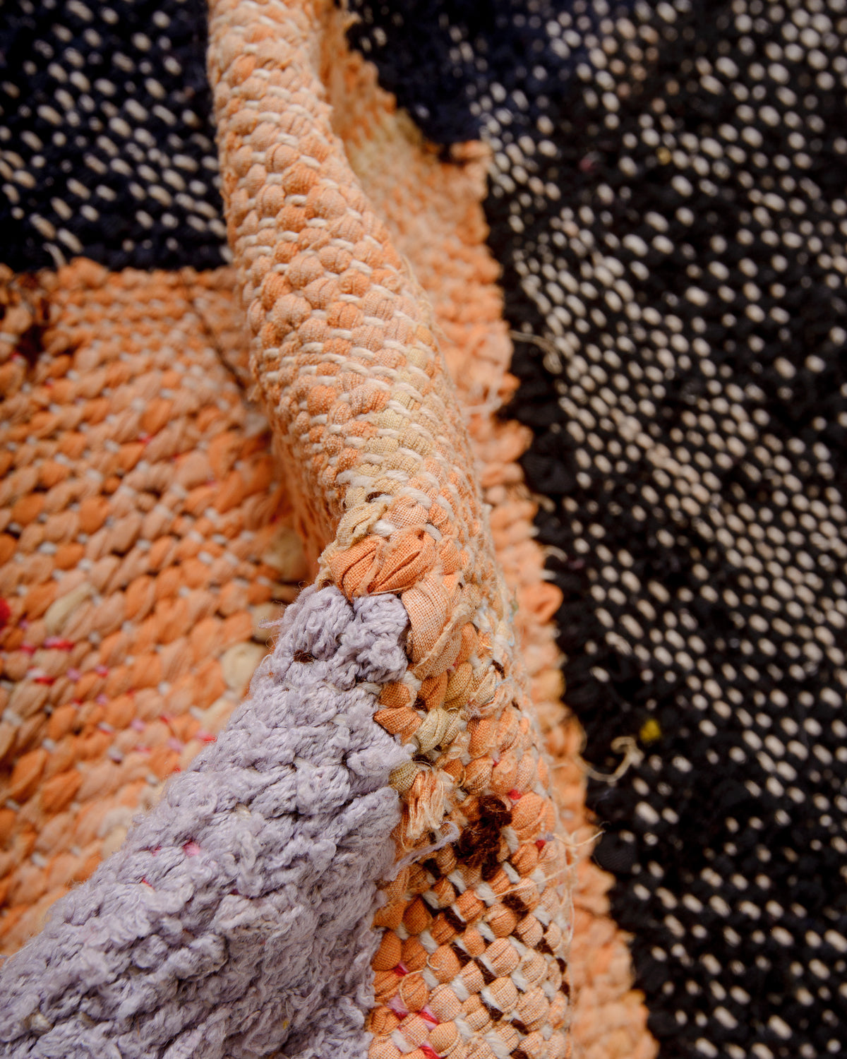 Texture of Kelim rug made of recycled cloth and cotton. 