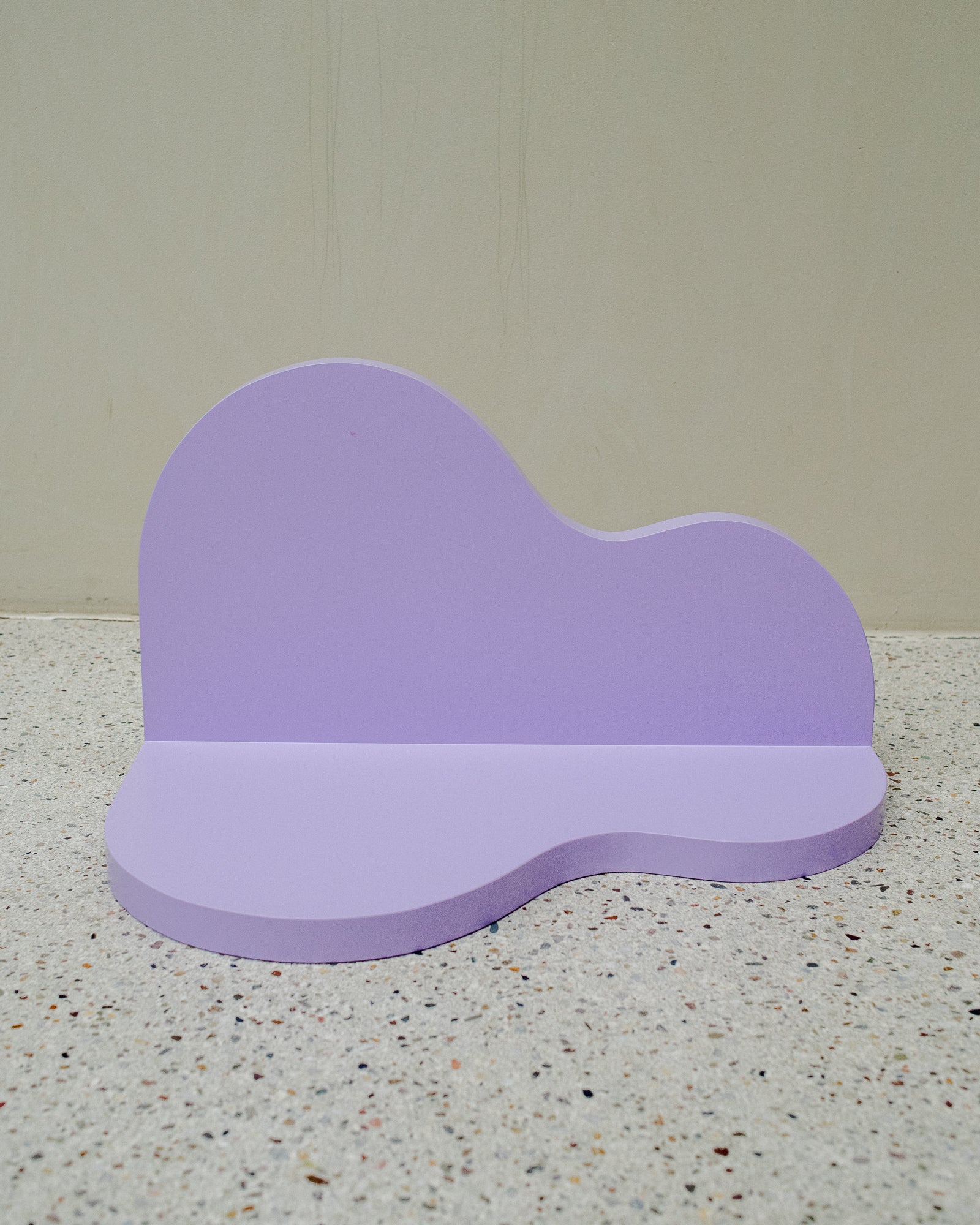 Small, curvy wall shelf in the colour Lavendula. Designed by Berberlin Rugs and handmade in Berlin by Nicolene van Der Walt.