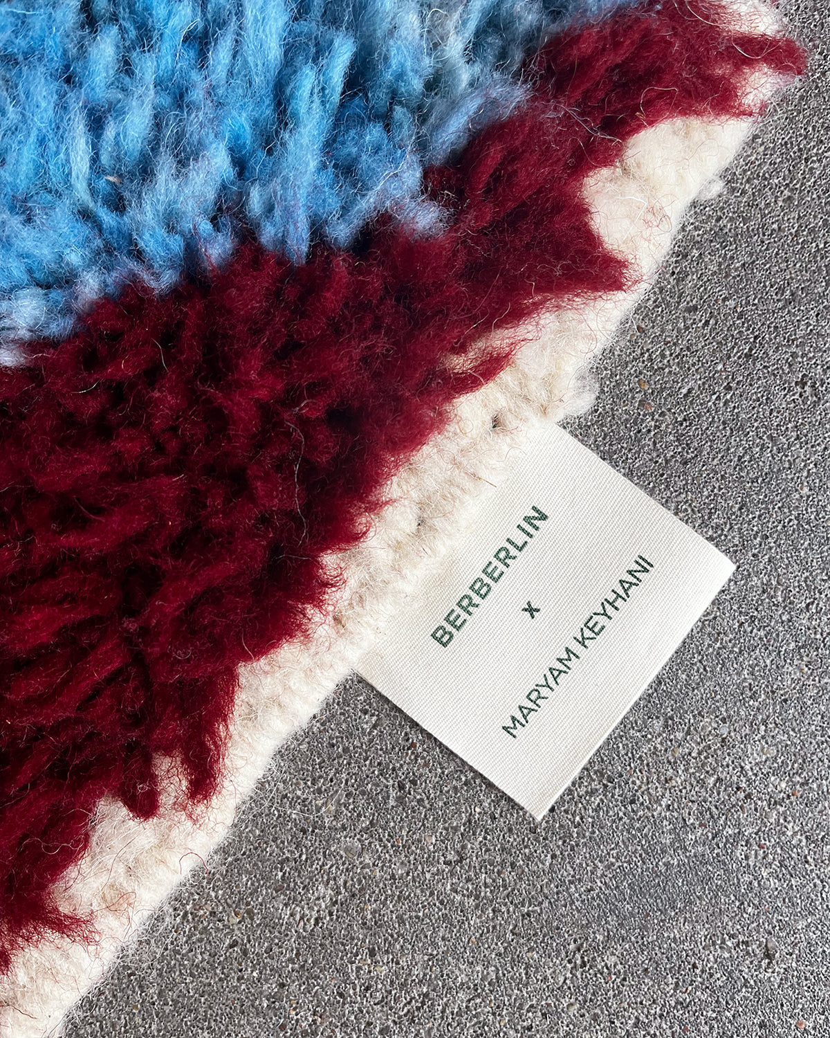 Modern, designer, handcrafted Berber rug from Morocco. Beniourain carpet with beautiful colours and patterns and fluffy wool texture.