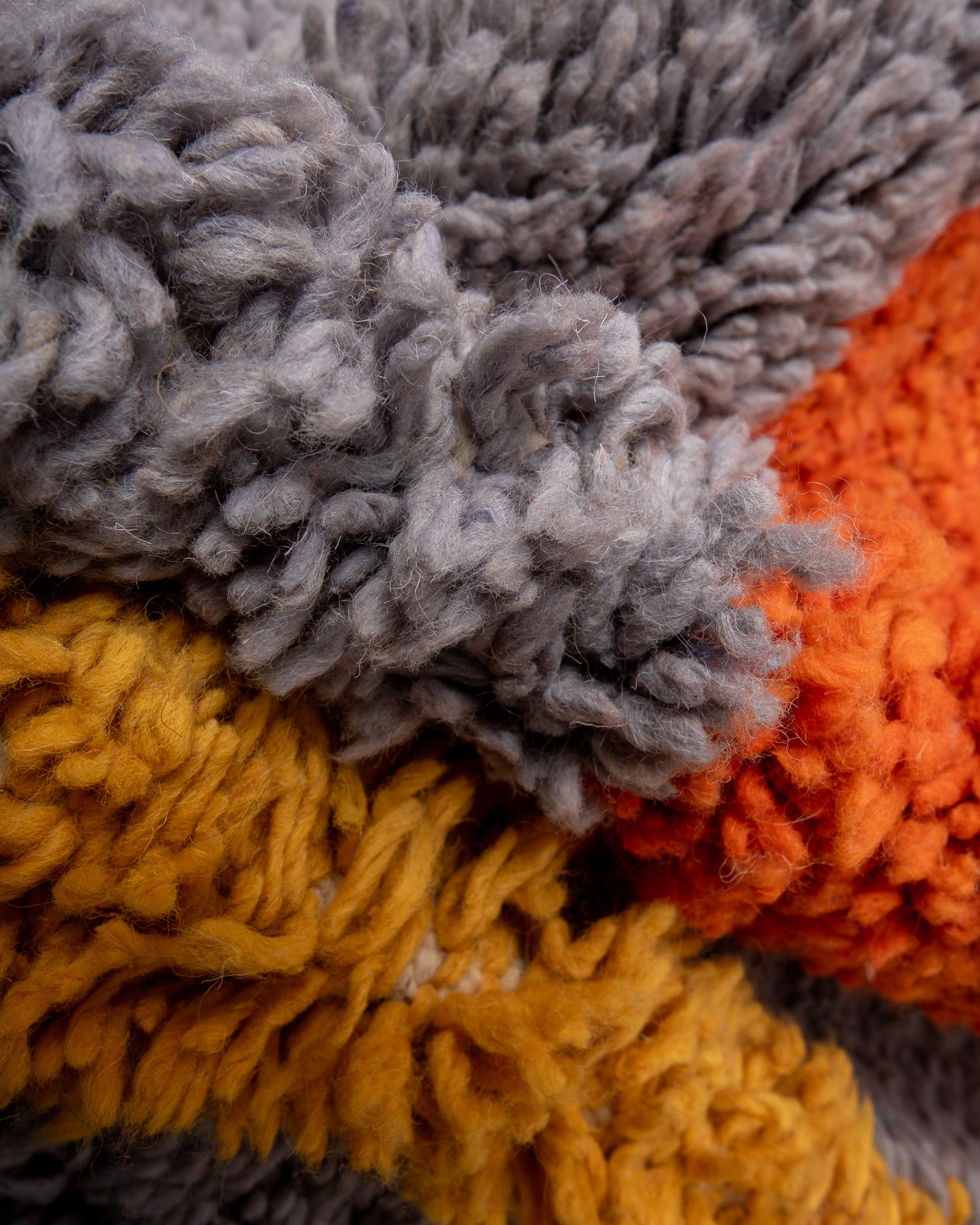 Modern, designer, handcrafted Berber rug from Morocco. Beniourain carpet with beautiful colours and patterns and fluffy wool texture. 