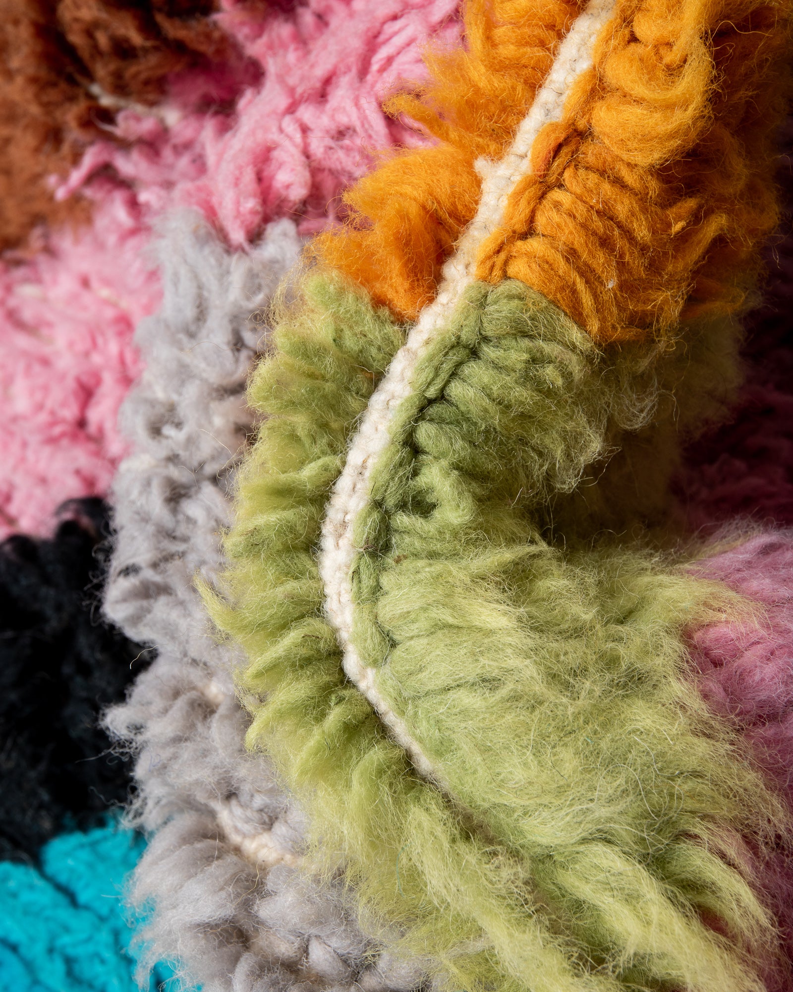 Modern designer handcrafted Berber runner rug from Morocco. Beniourain with beautiful colours and patterns.