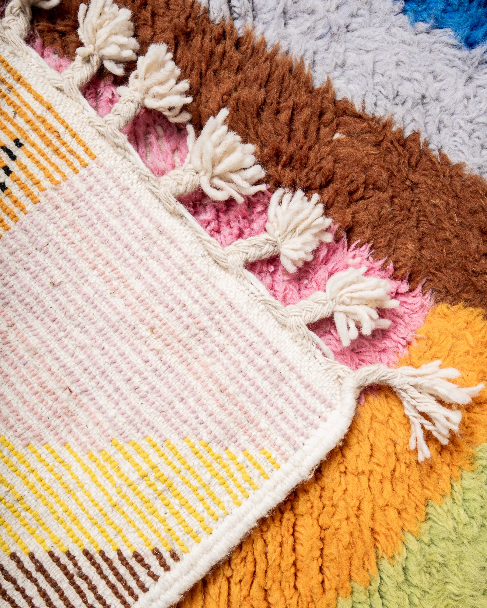 Modern designer handcrafted Berber runner rug from Morocco. Beniourain with beautiful colours and patterns.