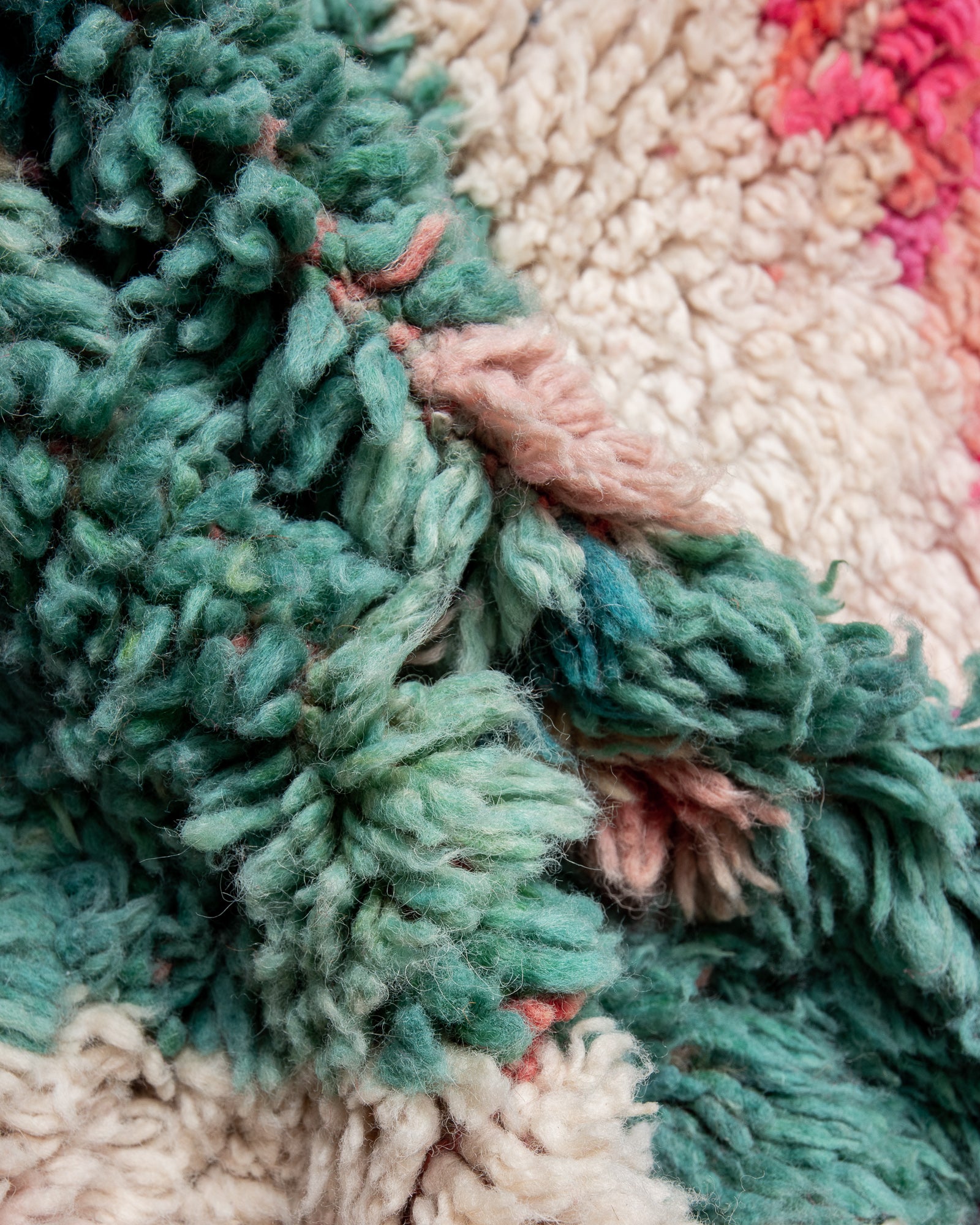 Modern designer handcrafted Berber rug from Morocco. Boujed with beautiful colors and patterns.