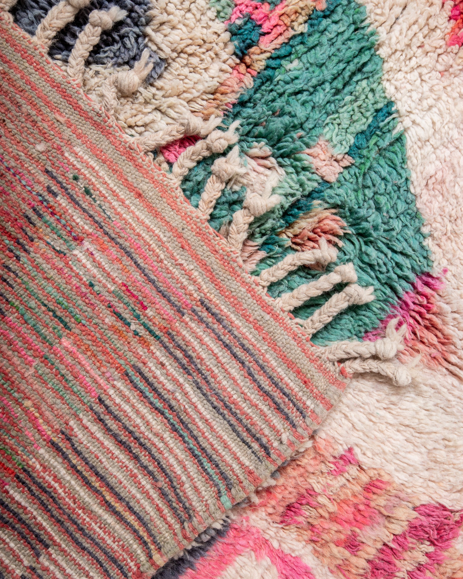 Modern designer handcrafted Berber rug from Morocco. Boujed with beautiful colors and patterns.