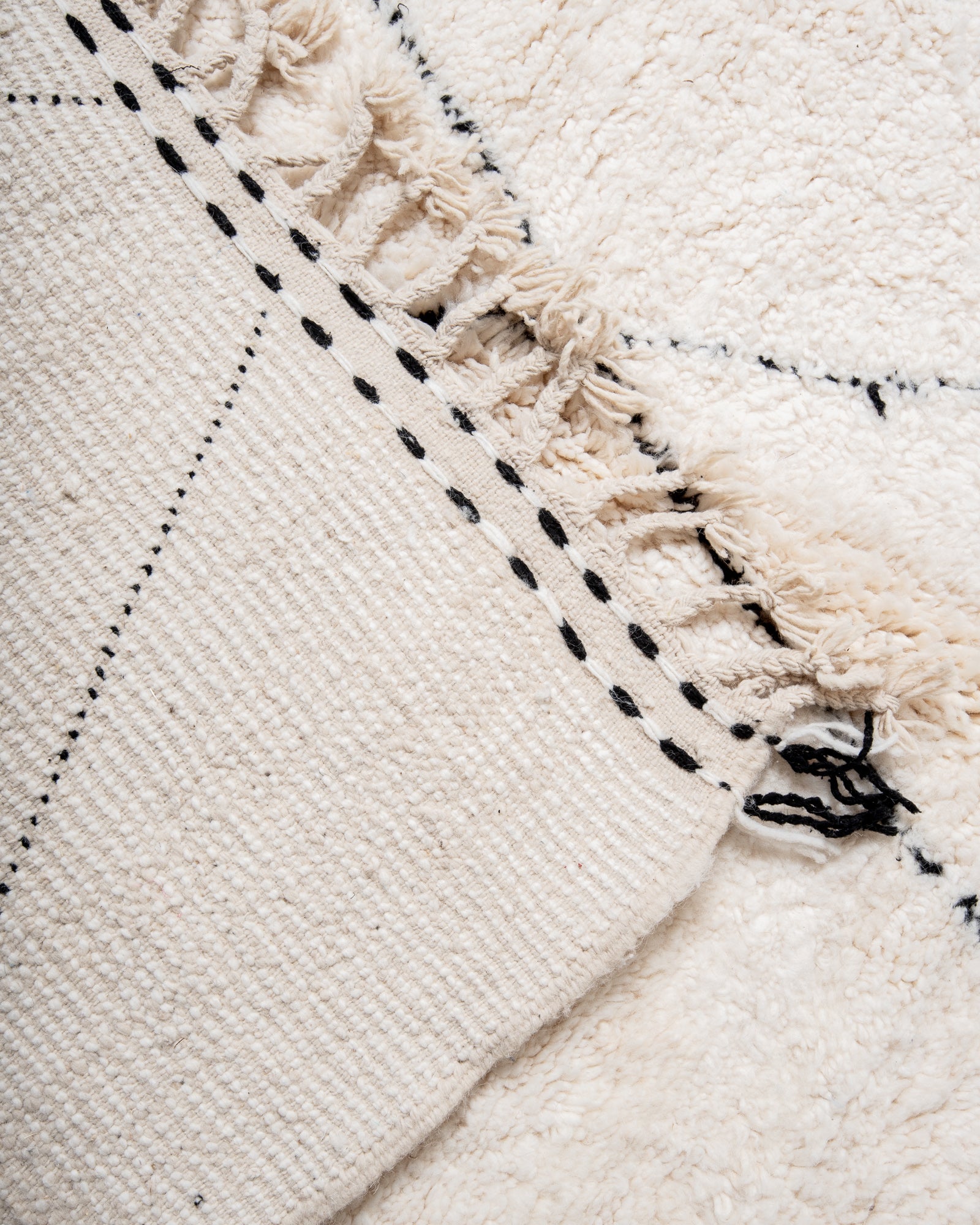 Modern, designer, handcrafted Berber rug from Morocco. Beniourain carpet with beautiful colours and patterns and fluffy wool texture. 