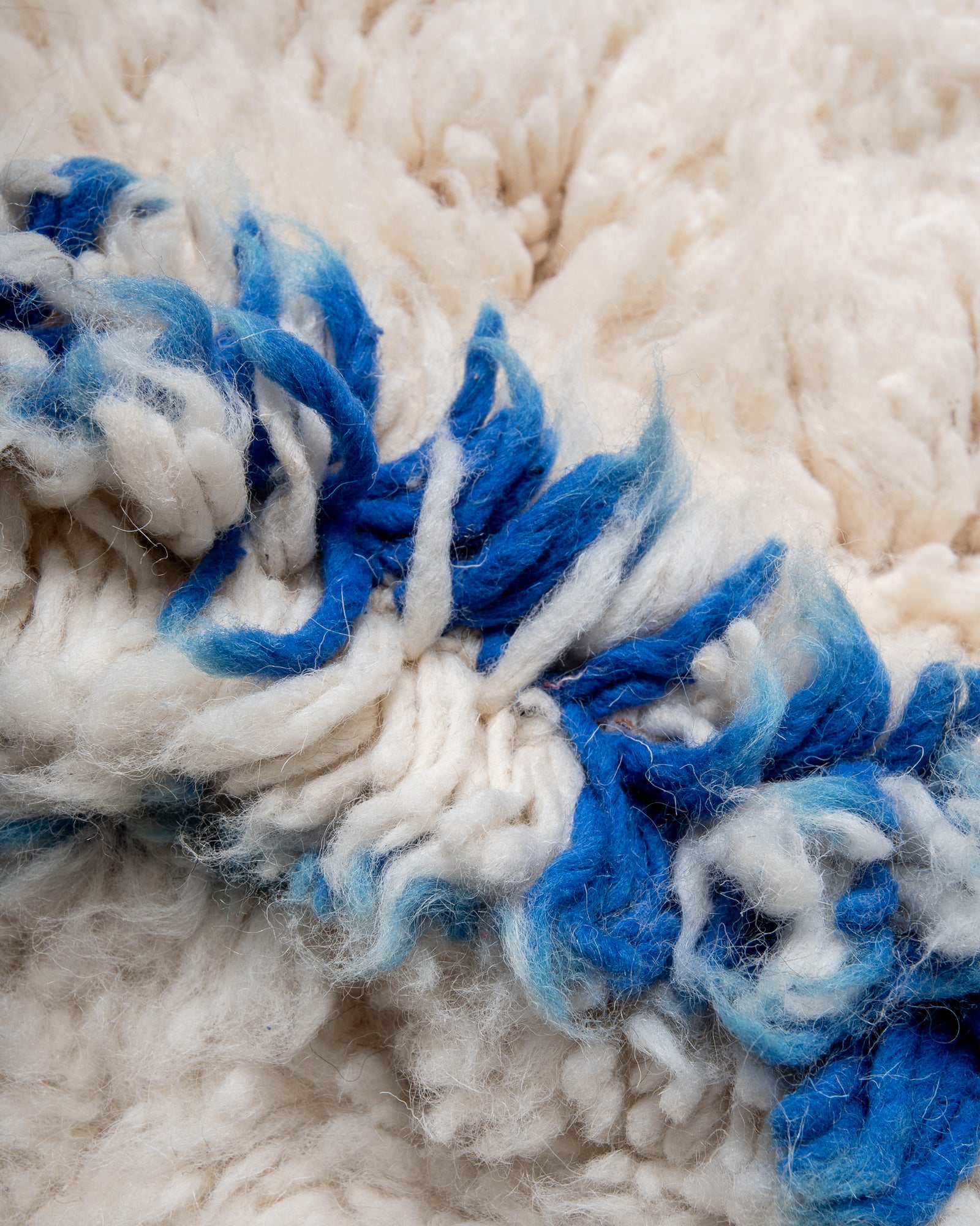 Modern, designer, handcrafted Berber rug from Morocco. Beniourain carpet with beautiful colours and patterns and fluffy wool texture. 