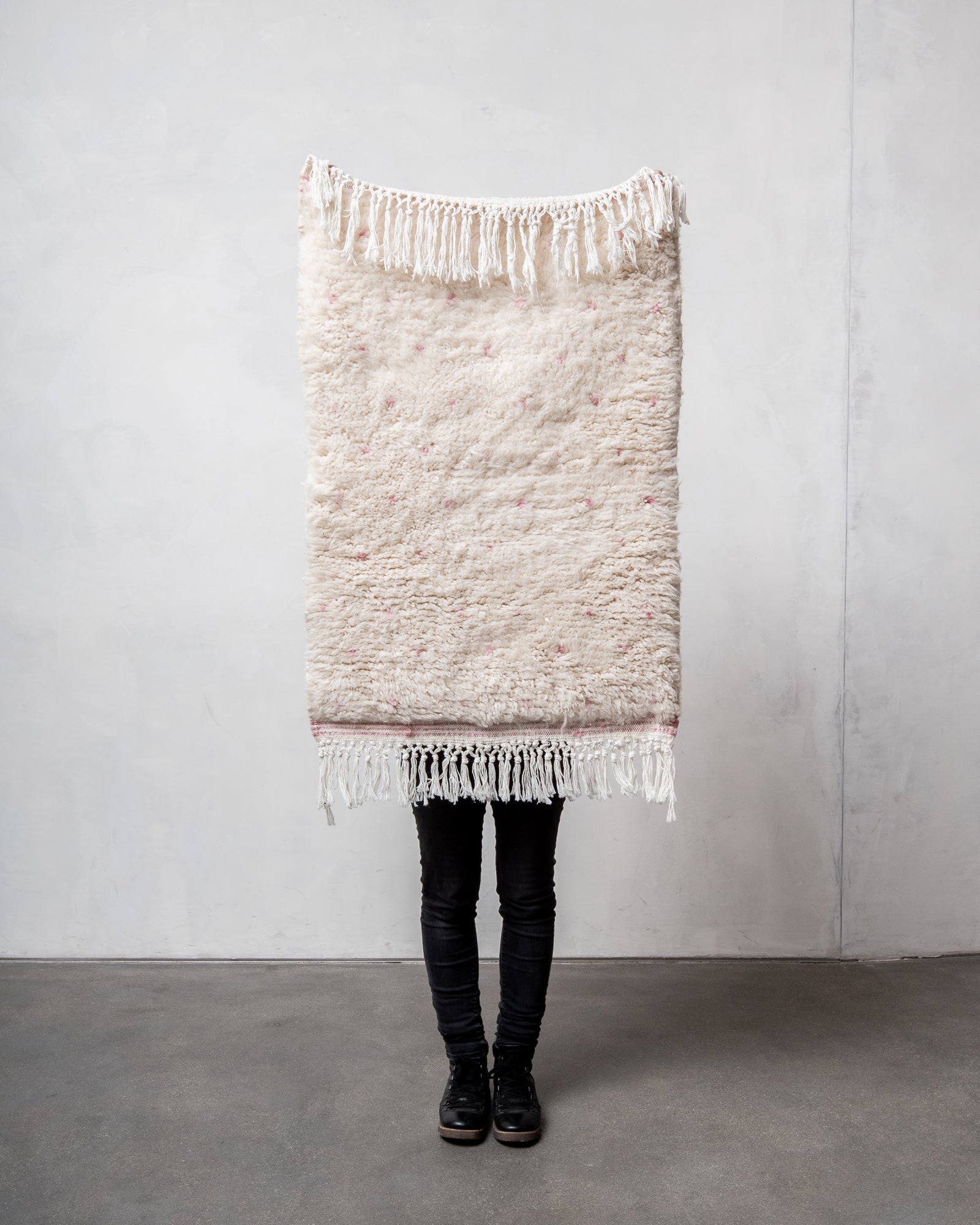 Modern, designer, handcrafted Berber rug from Morocco. Beniourain carpet with beautiful colours and patterns and fluffy wool texture. 