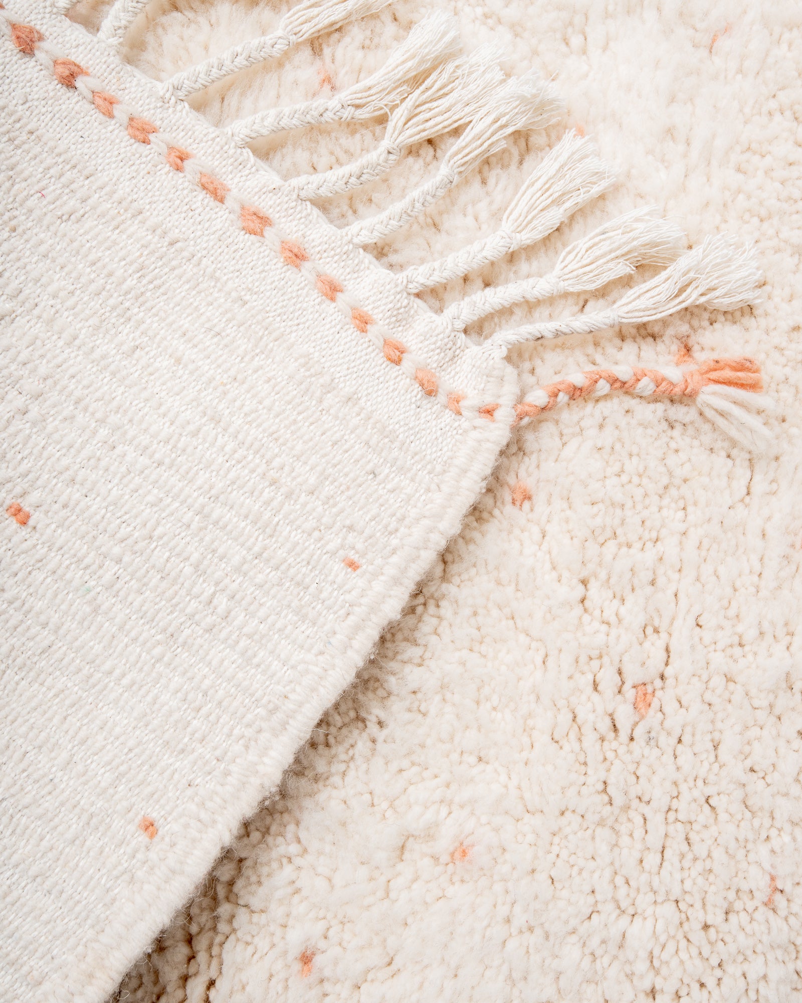 Modern, designer, handcrafted Berber rug from Morocco. Beniourain carpet with beautiful colours and patterns and fluffy wool texture. 