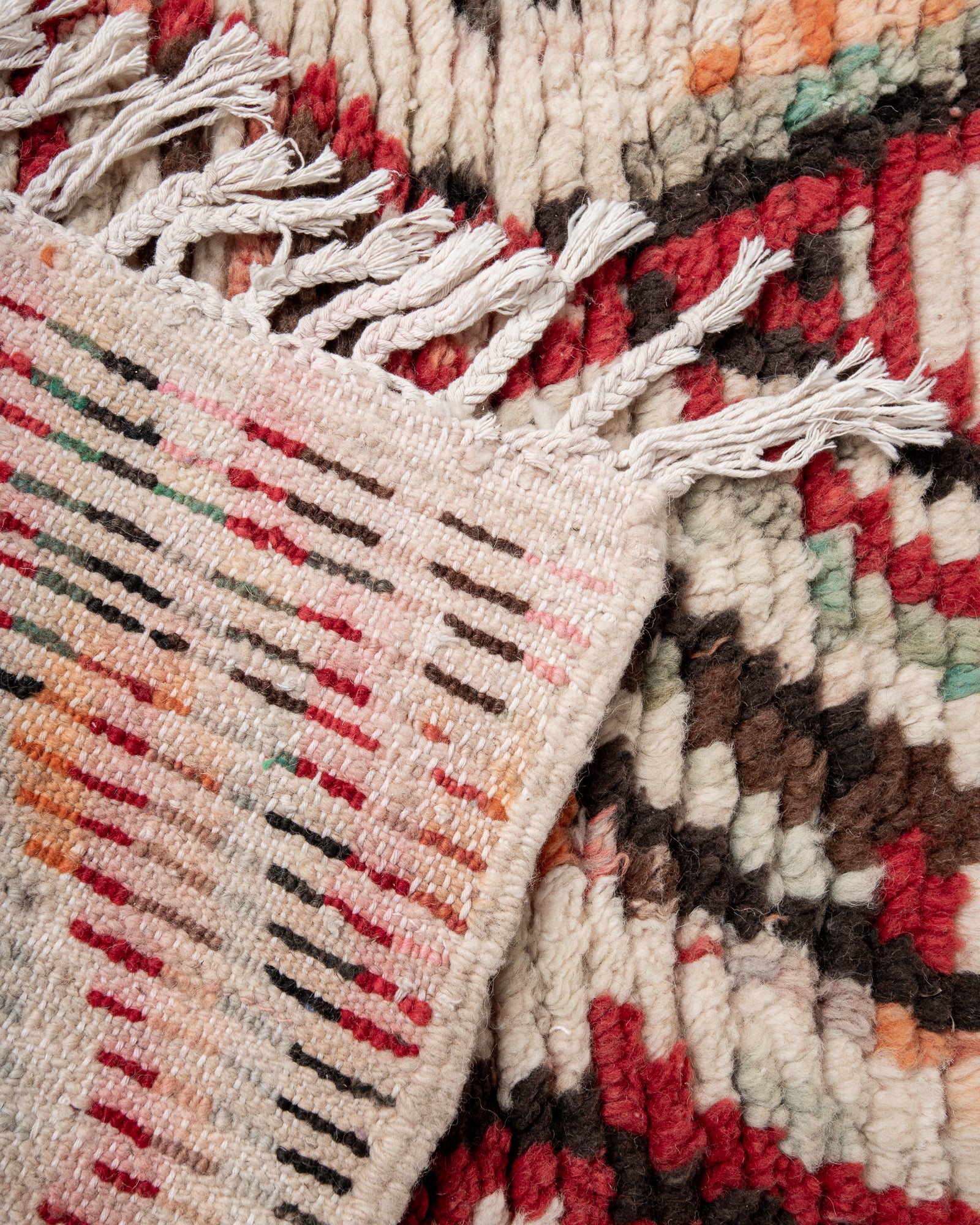 Modern designer handcrafted Berber runner rug from Morocco. Beniourain with beautiful colours and patterns.