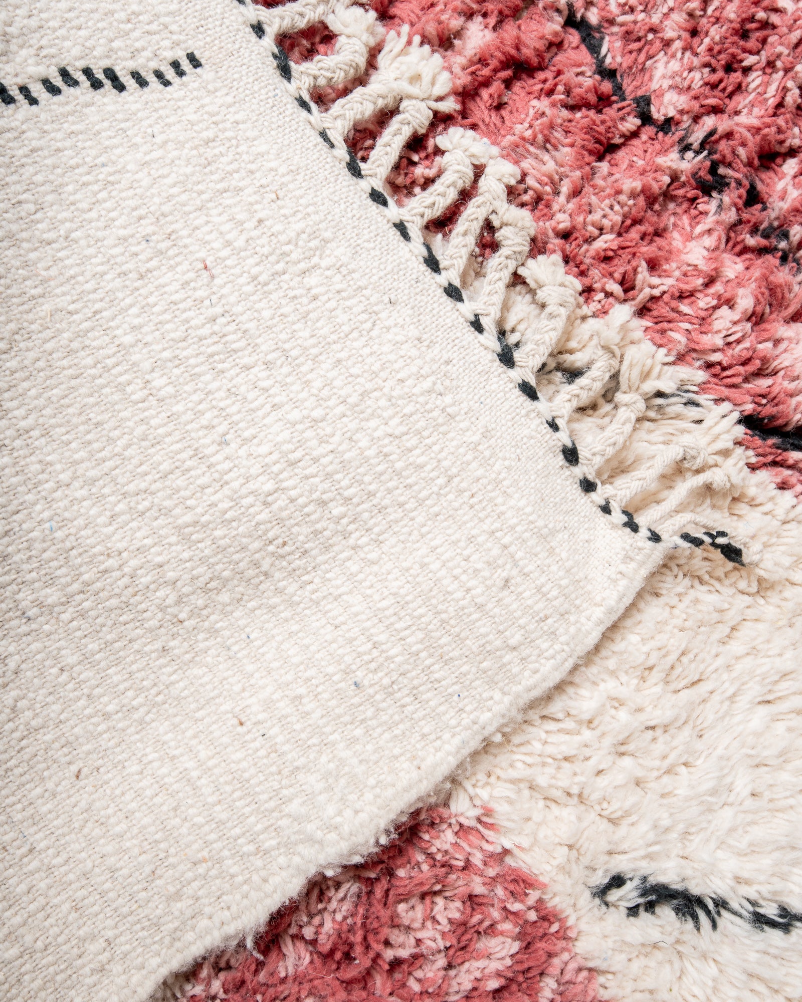 Modern, designer, handcrafted Berber rug from Morocco. Beniourain carpet with minimalist design, natural wool pile and a fluffy texture.